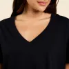 Boxy V-Neck Tee | Black sold by nuuds