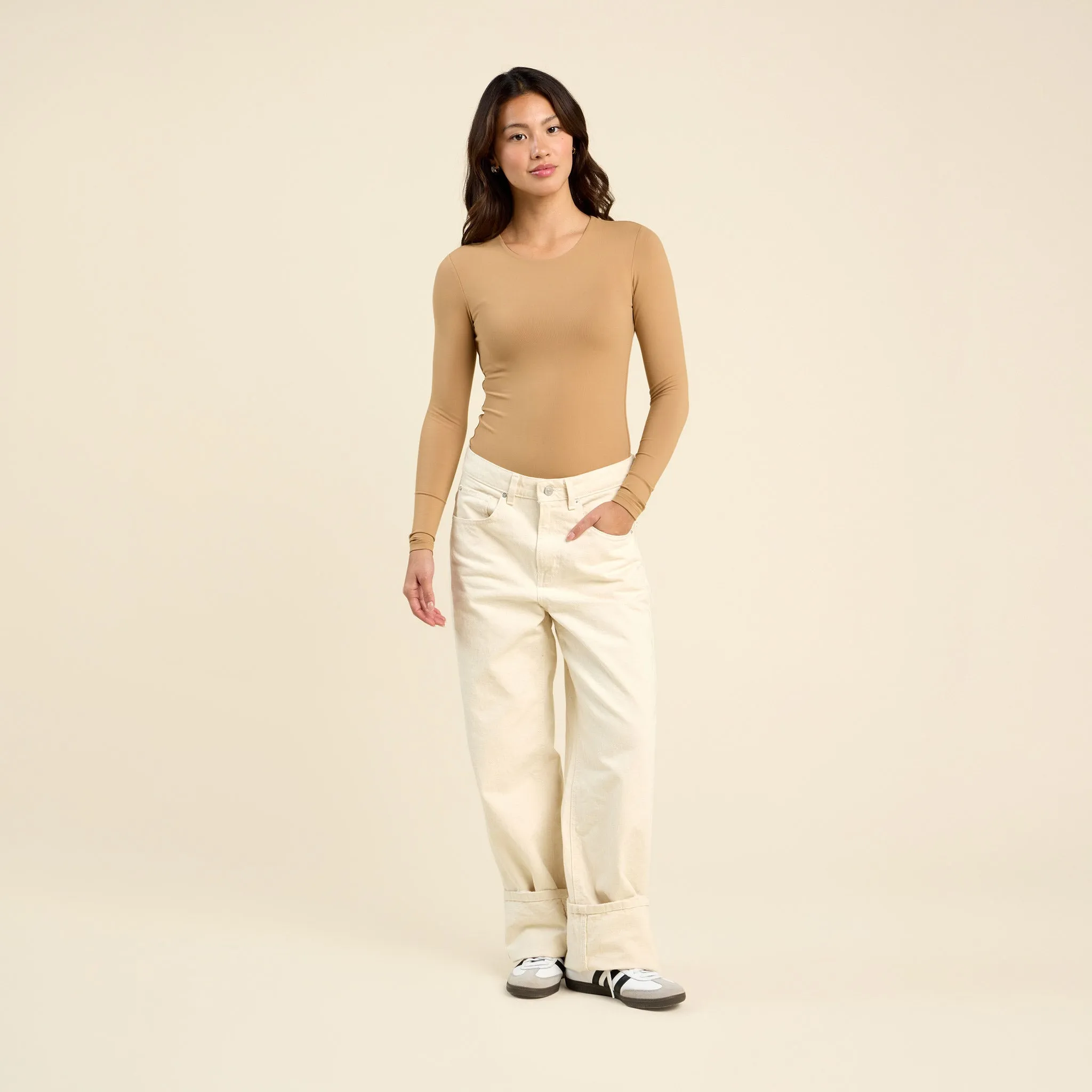 Long Sleeve Crewneck Bodysuit | Cinnamon sold by nuuds product image thumbnail 2