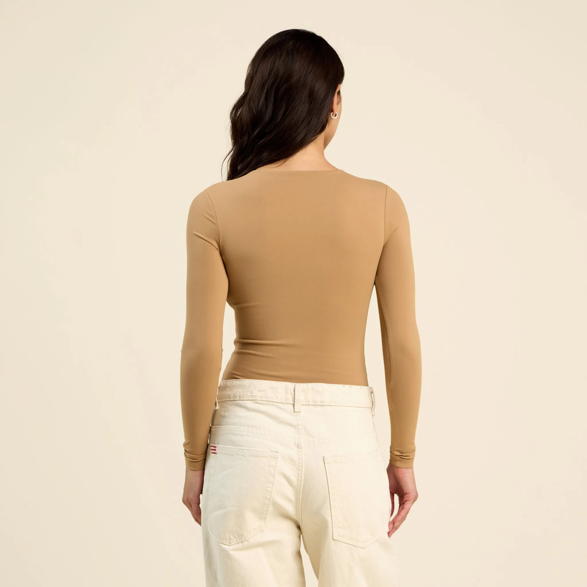 Long Sleeve Crewneck Bodysuit | Cinnamon sold by nuuds product image thumbnail 4
