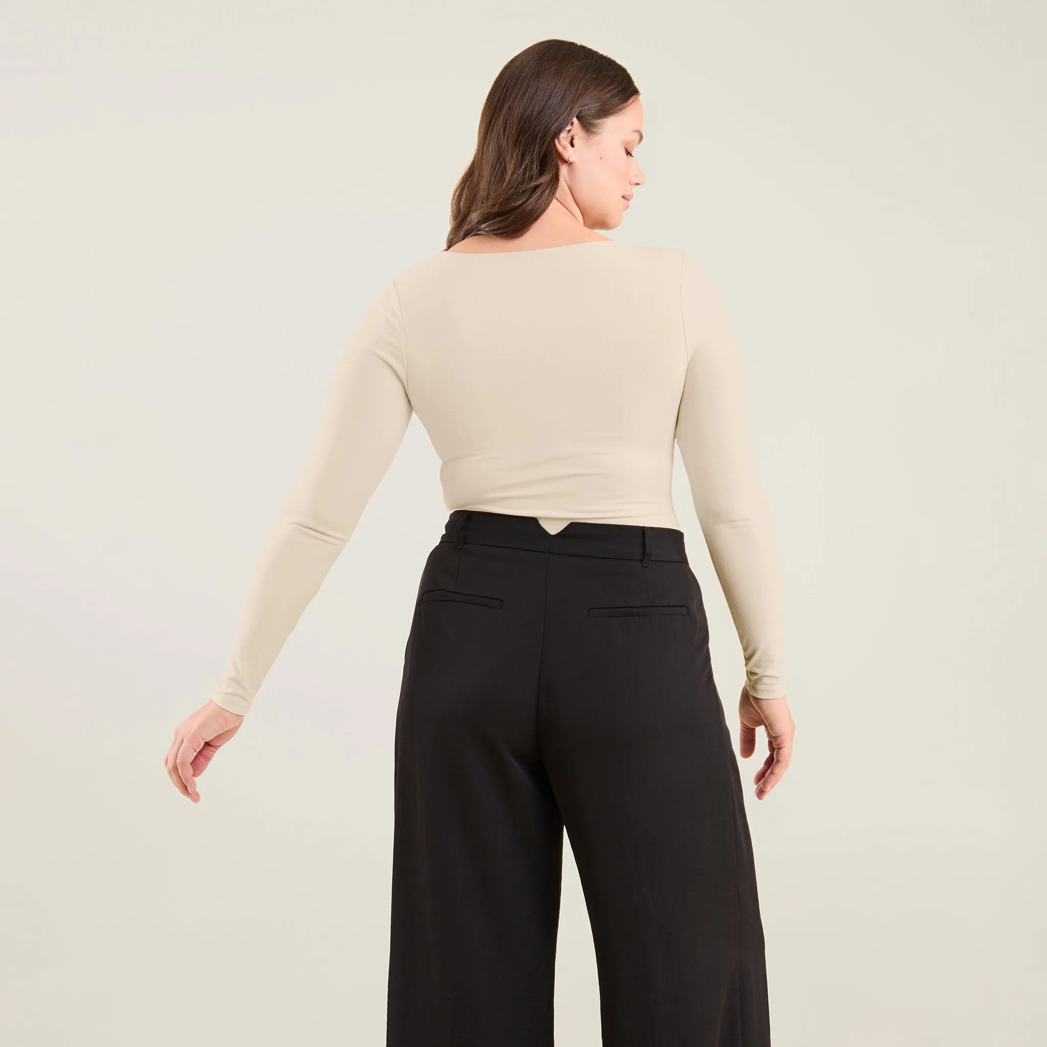 Long Sleeve Square Neck Bodysuit | Bone sold by nuuds product image thumbnail 4