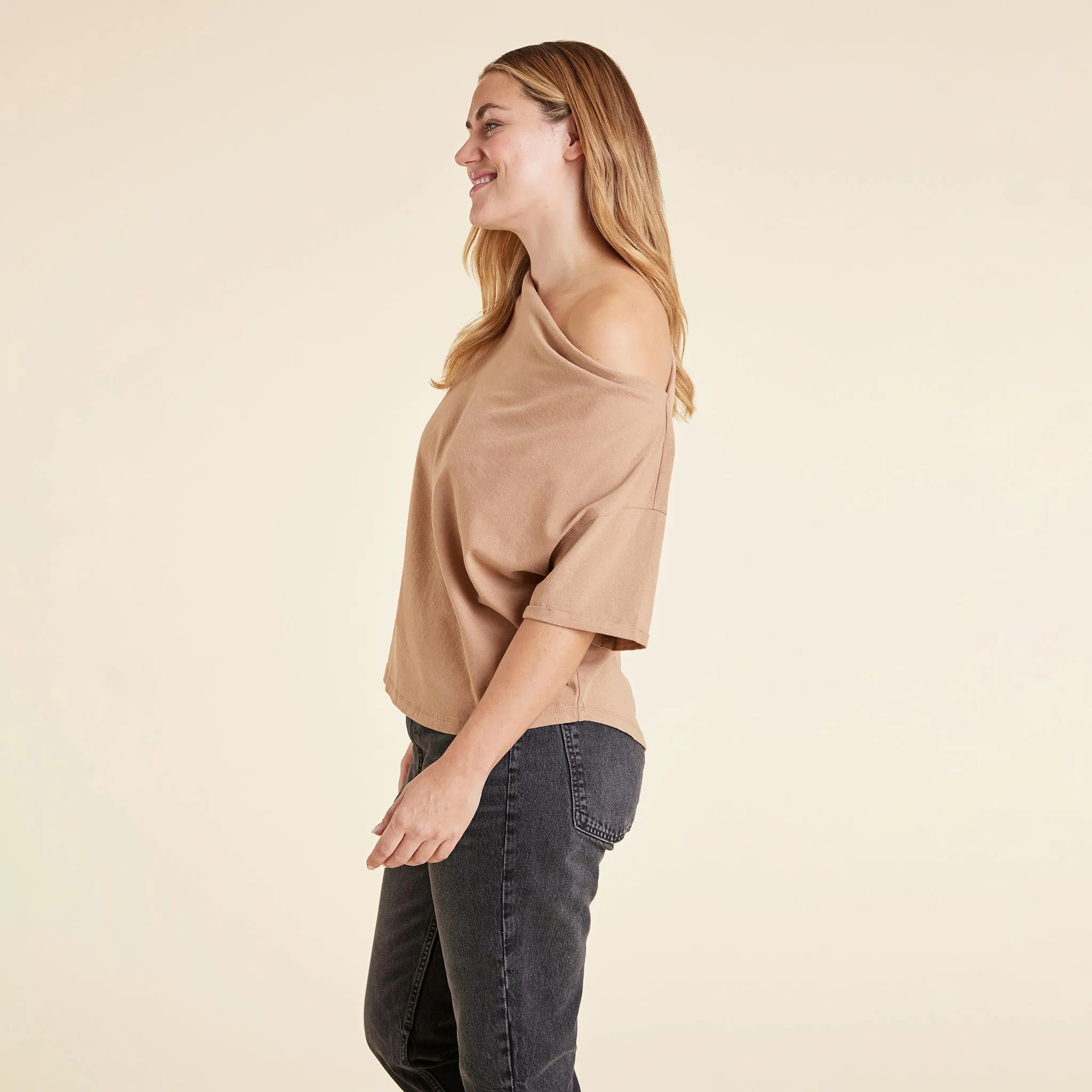 Vintage Cotton Off The Shoulder T-Shirt | Cinnamon sold by nuuds product image thumbnail 3