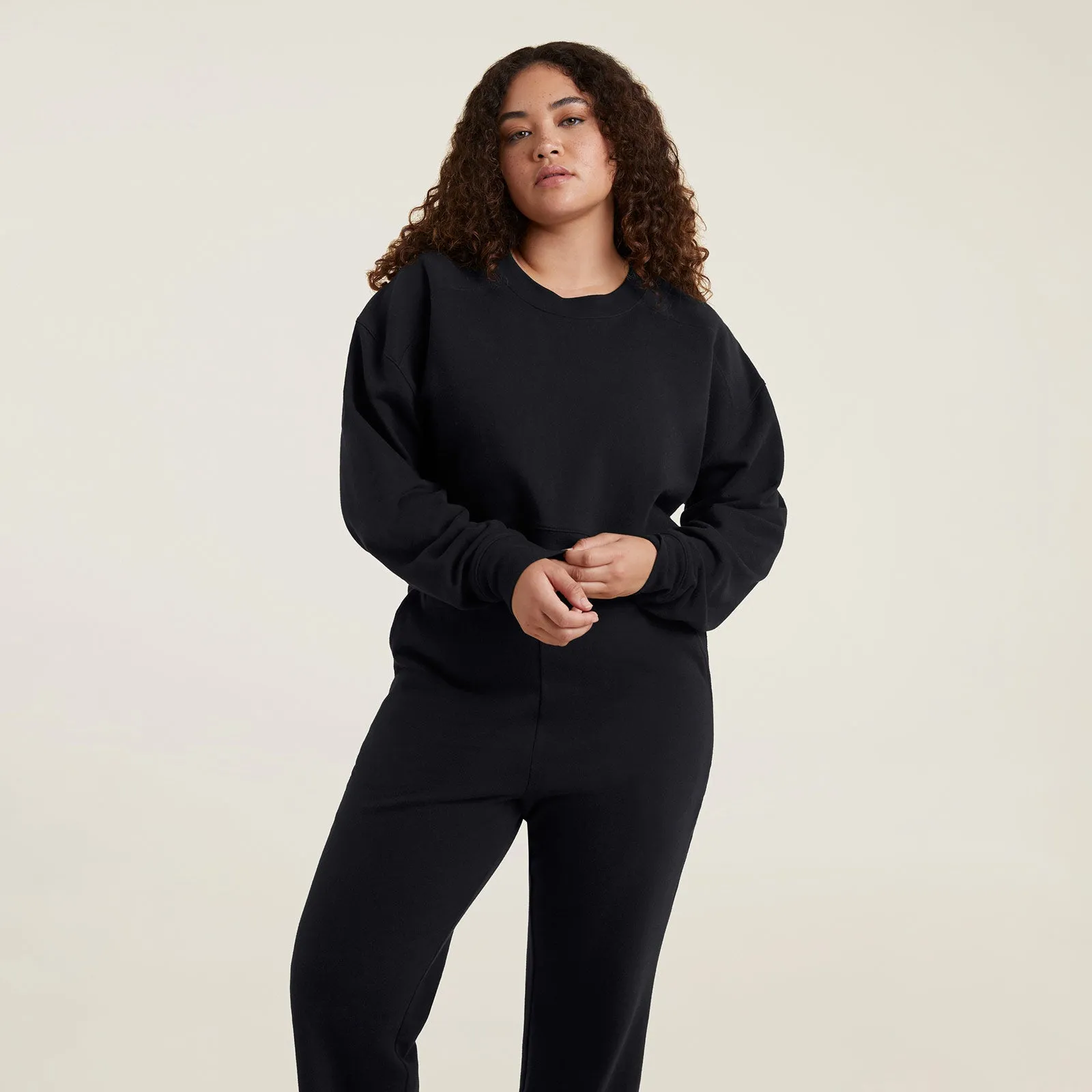 Cropped Crewneck Sweatshirt | Black sold by nuuds