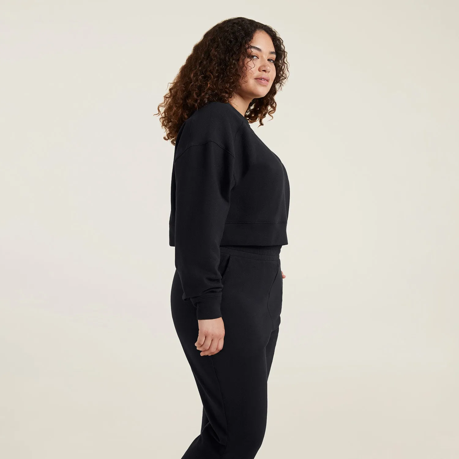 Cropped Crewneck Sweatshirt | Black sold by nuuds product image thumbnail 3