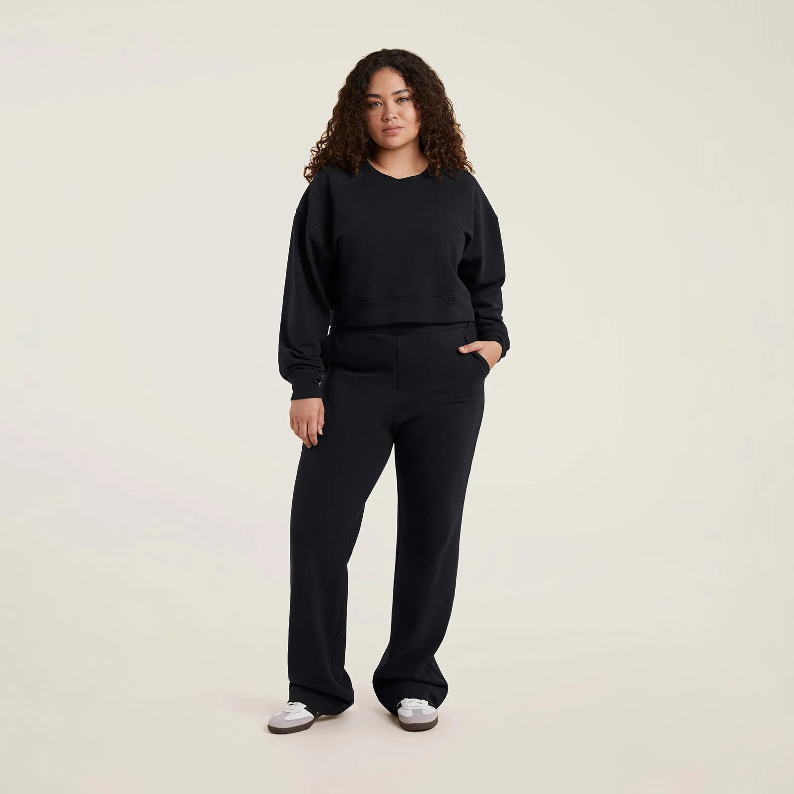Cropped Crewneck Sweatshirt | Black sold by nuuds product image thumbnail 2