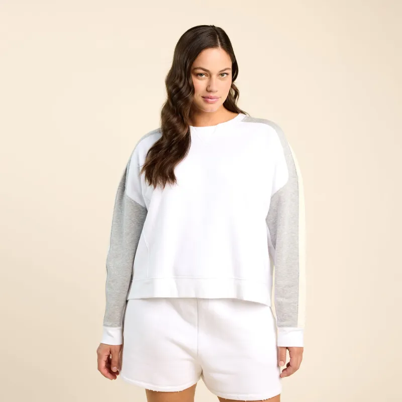 Vintage Fleece Sideline Crew | White/Heather Grey sold by nuuds