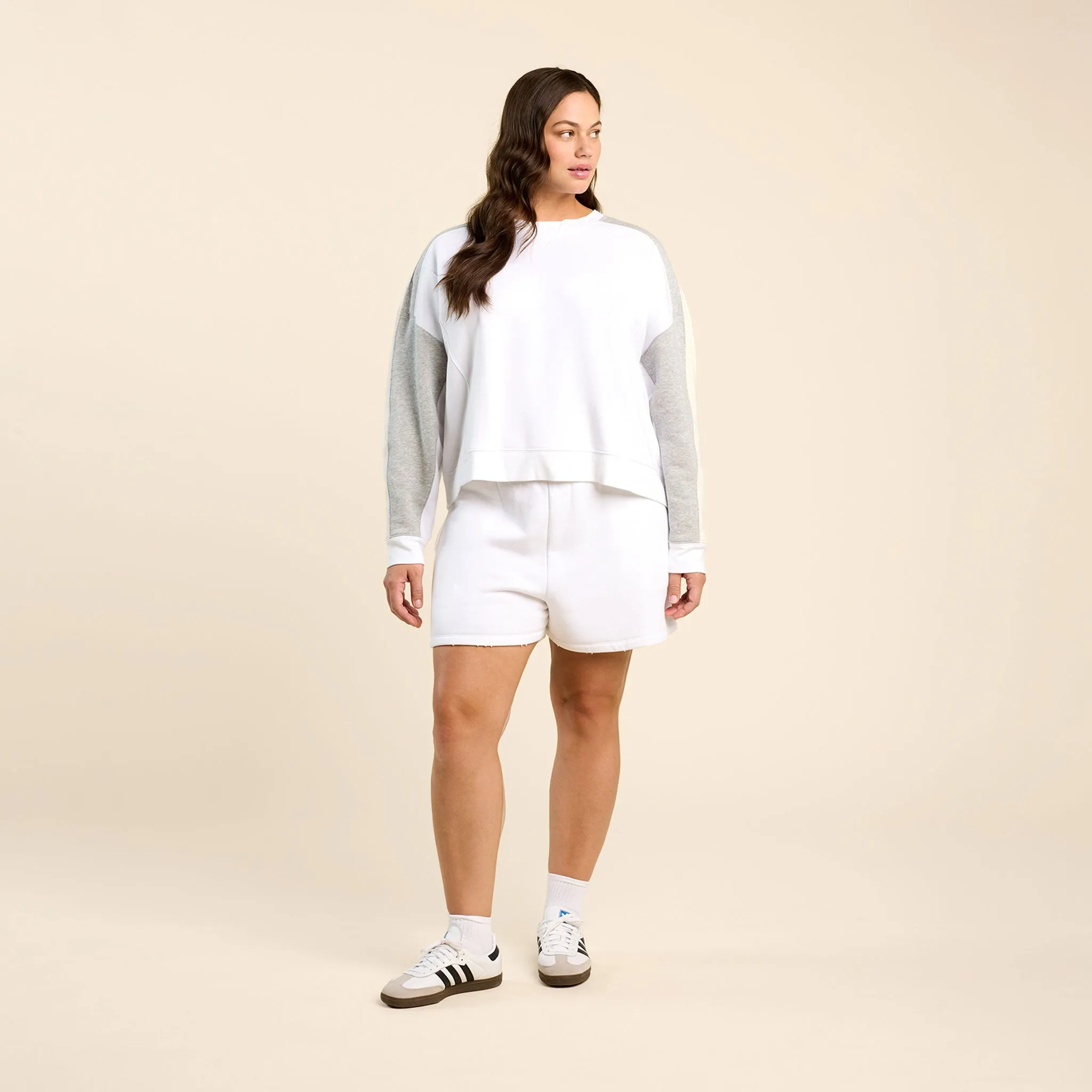Vintage Fleece Sideline Crew | White/Heather Grey sold by nuuds product image thumbnail 2