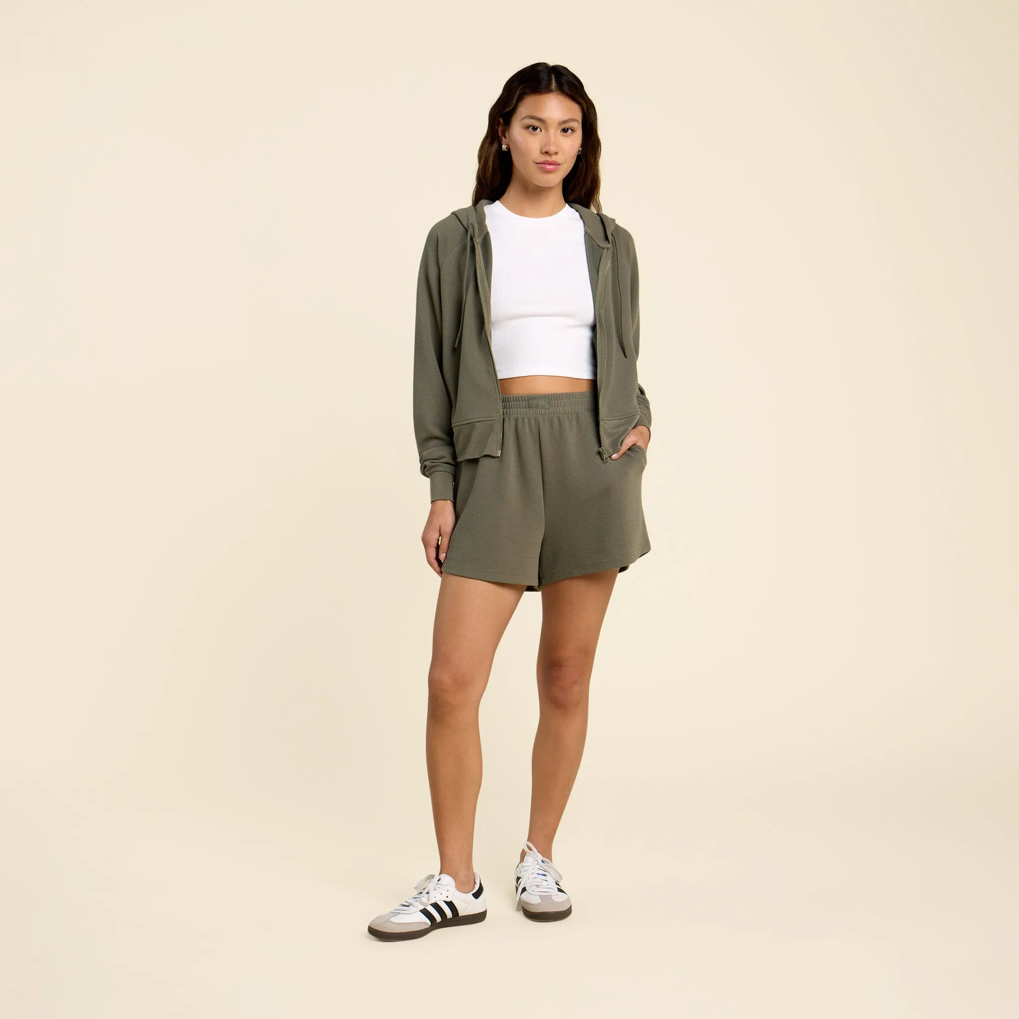 Sporty Waffle Short | Olive sold by nuuds product image thumbnail 2