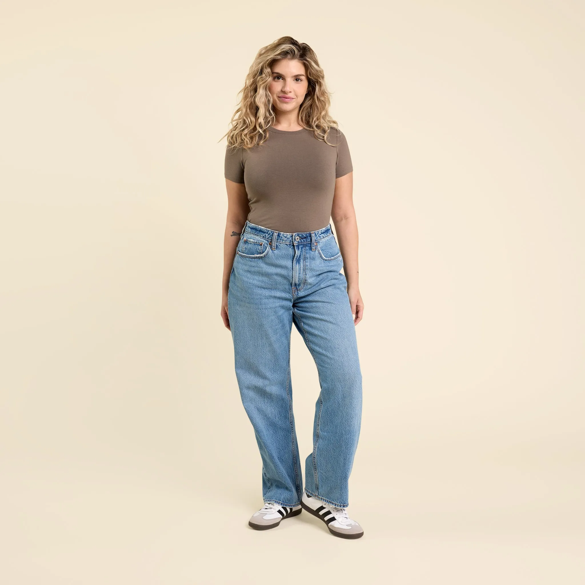 Cotton Stretch Short Sleeve Crewneck Bodysuit | Mocha sold by nuuds product image thumbnail 2