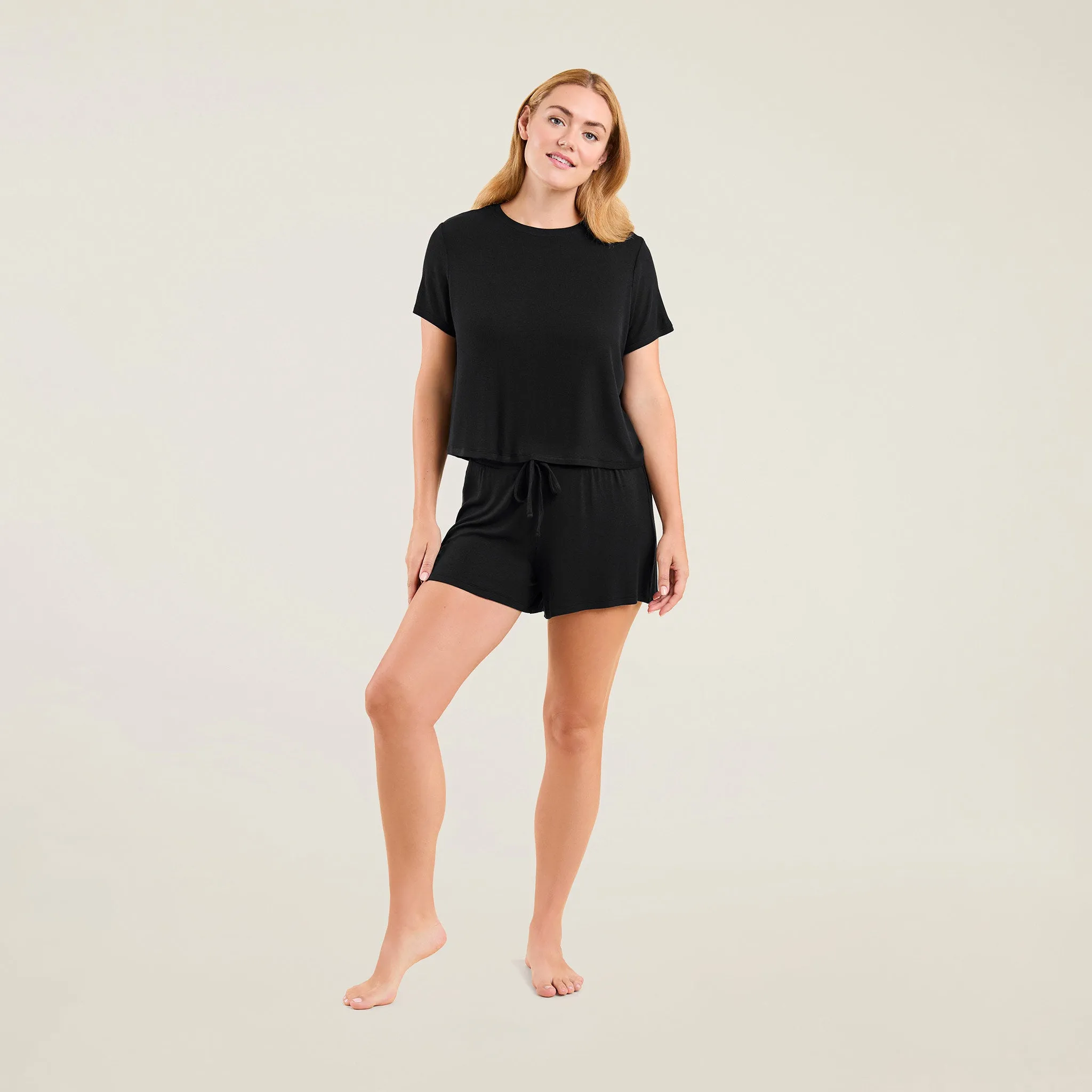 Ribbed Pajama Short Set | Black sold by nuuds product image thumbnail 2