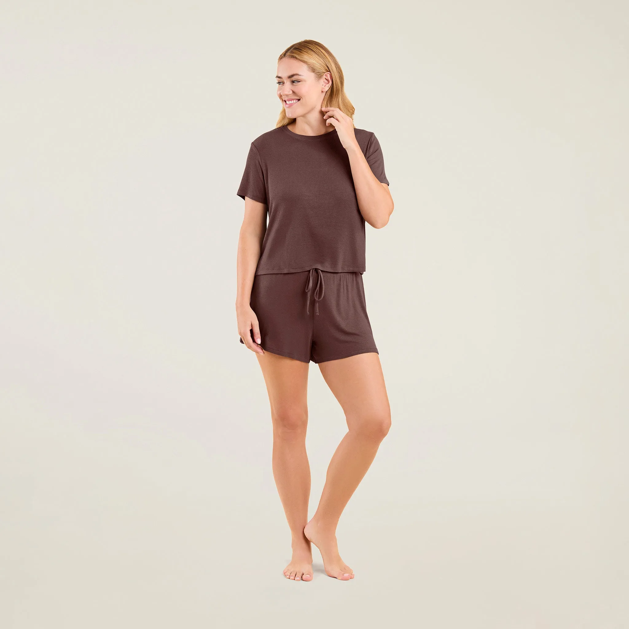 Ribbed Pajama Short Set | Coffee sold by nuuds product image thumbnail 2