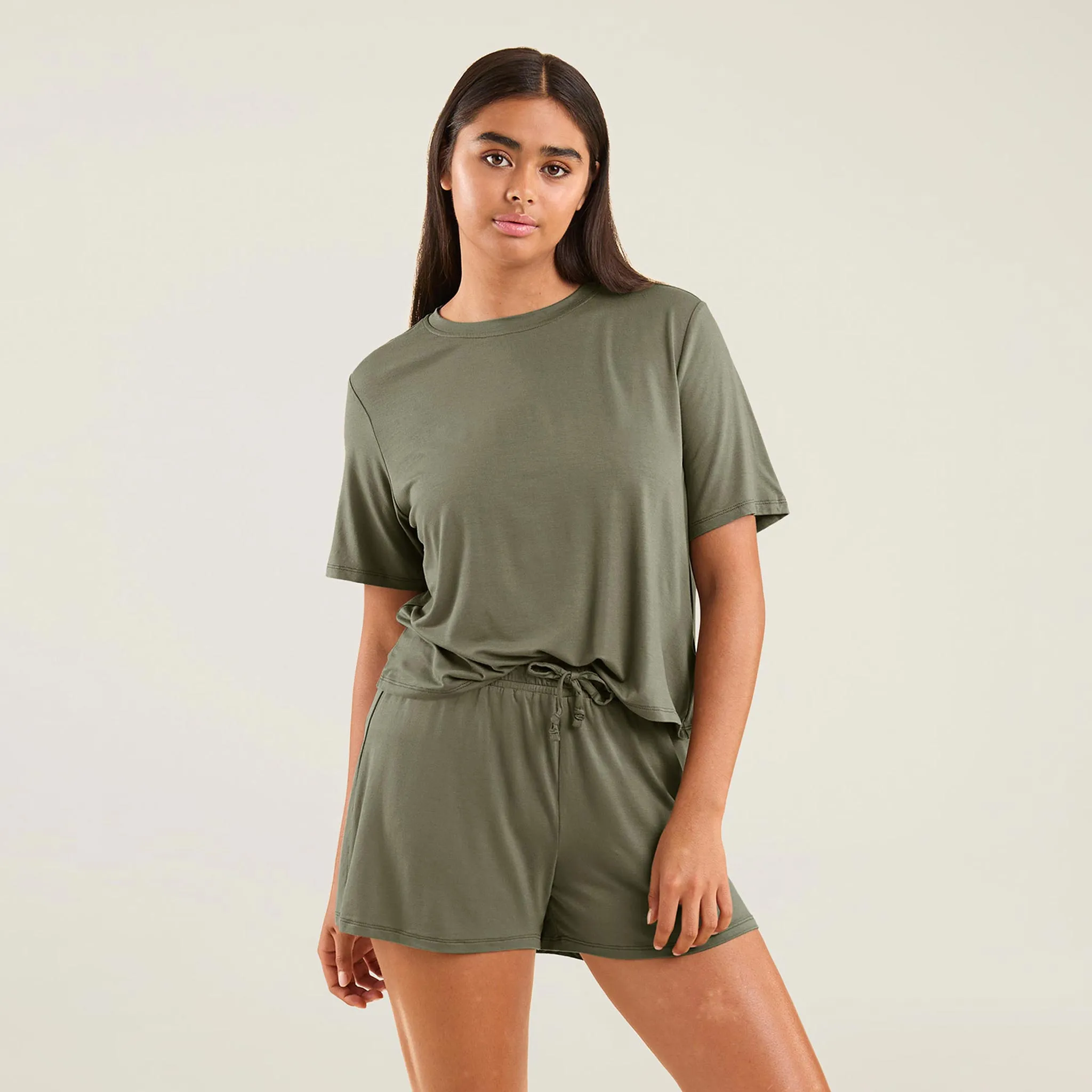 Pajama Short Set | Olive sold by nuuds