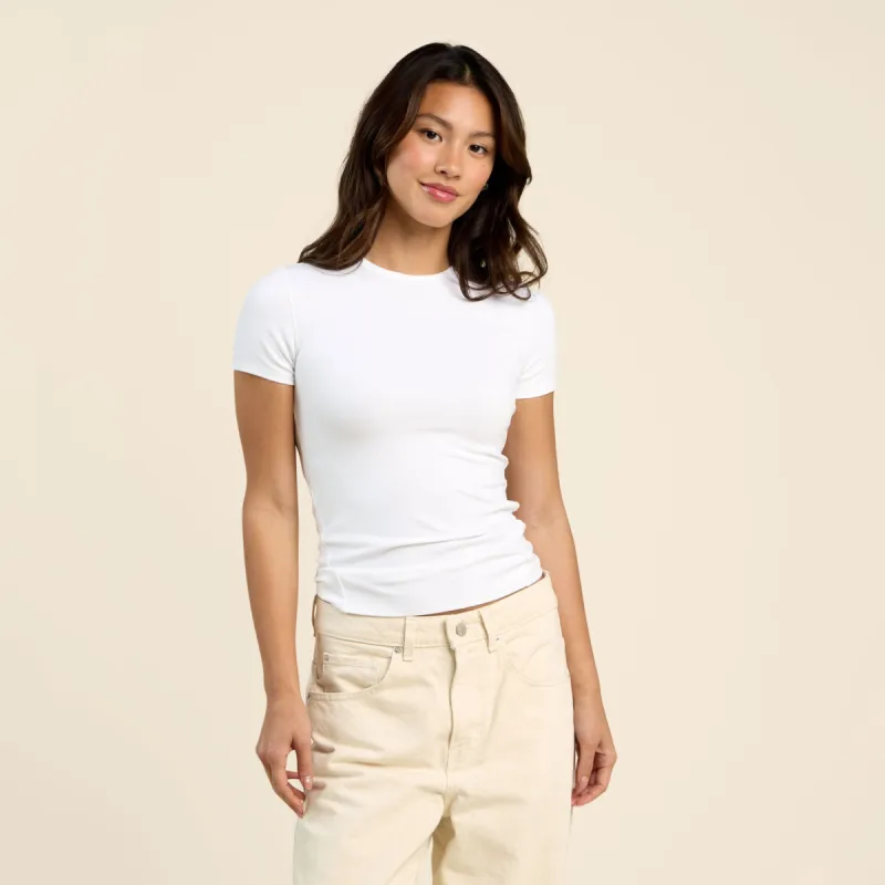 SwiftStretch Seamed Tee | White sold by nuuds