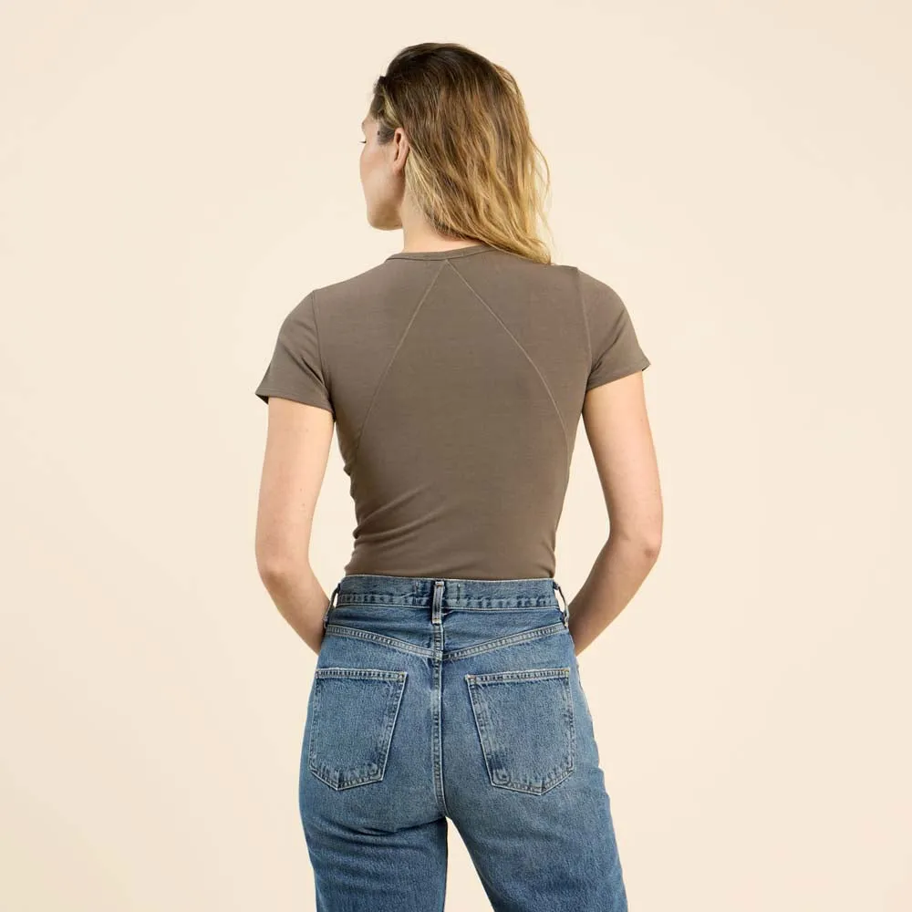 SwiftStretch Seamed Tee | Mocha sold by nuuds product image thumbnail 4