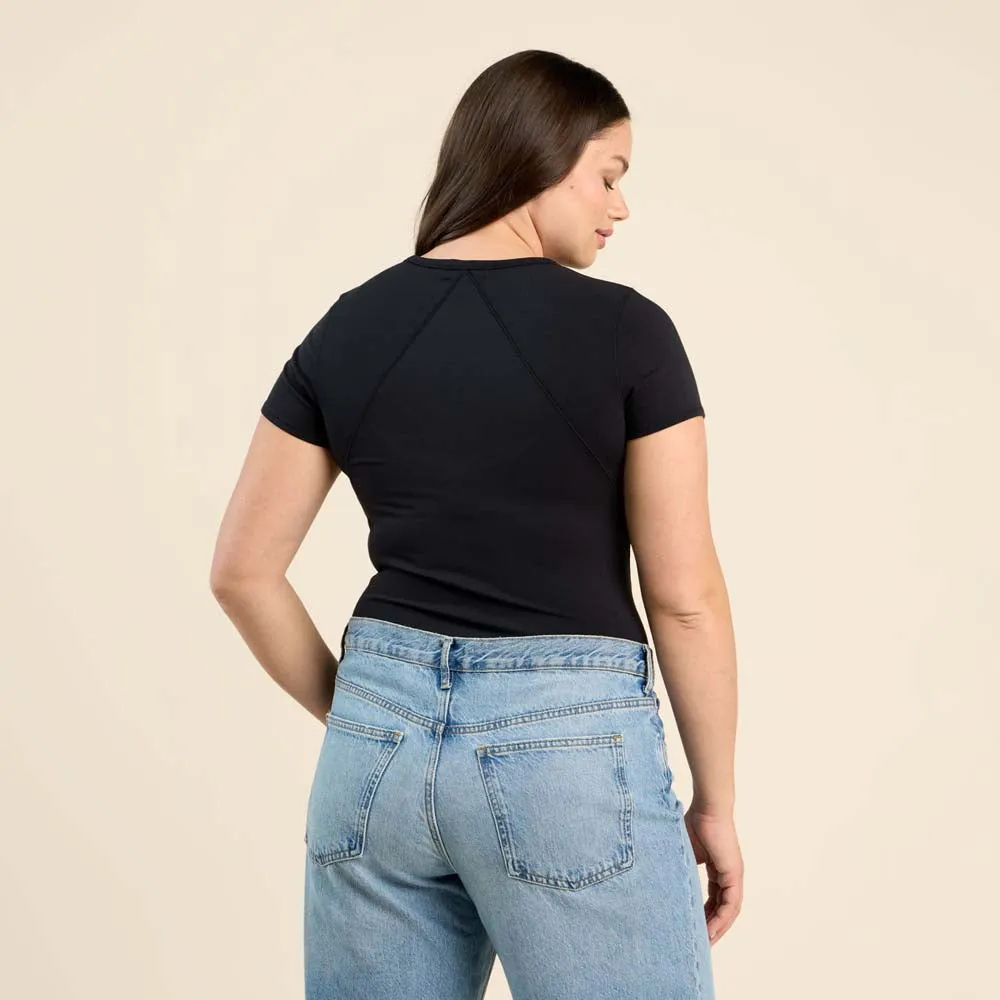 SwiftStretch Seamed Tee | Black sold by nuuds product image thumbnail 4