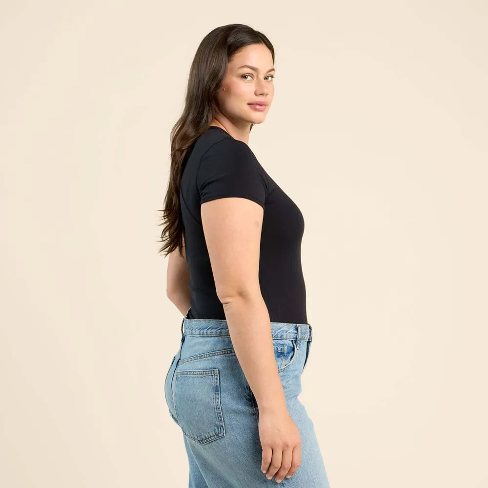 SwiftStretch Seamed Tee | Black sold by nuuds product image thumbnail 3