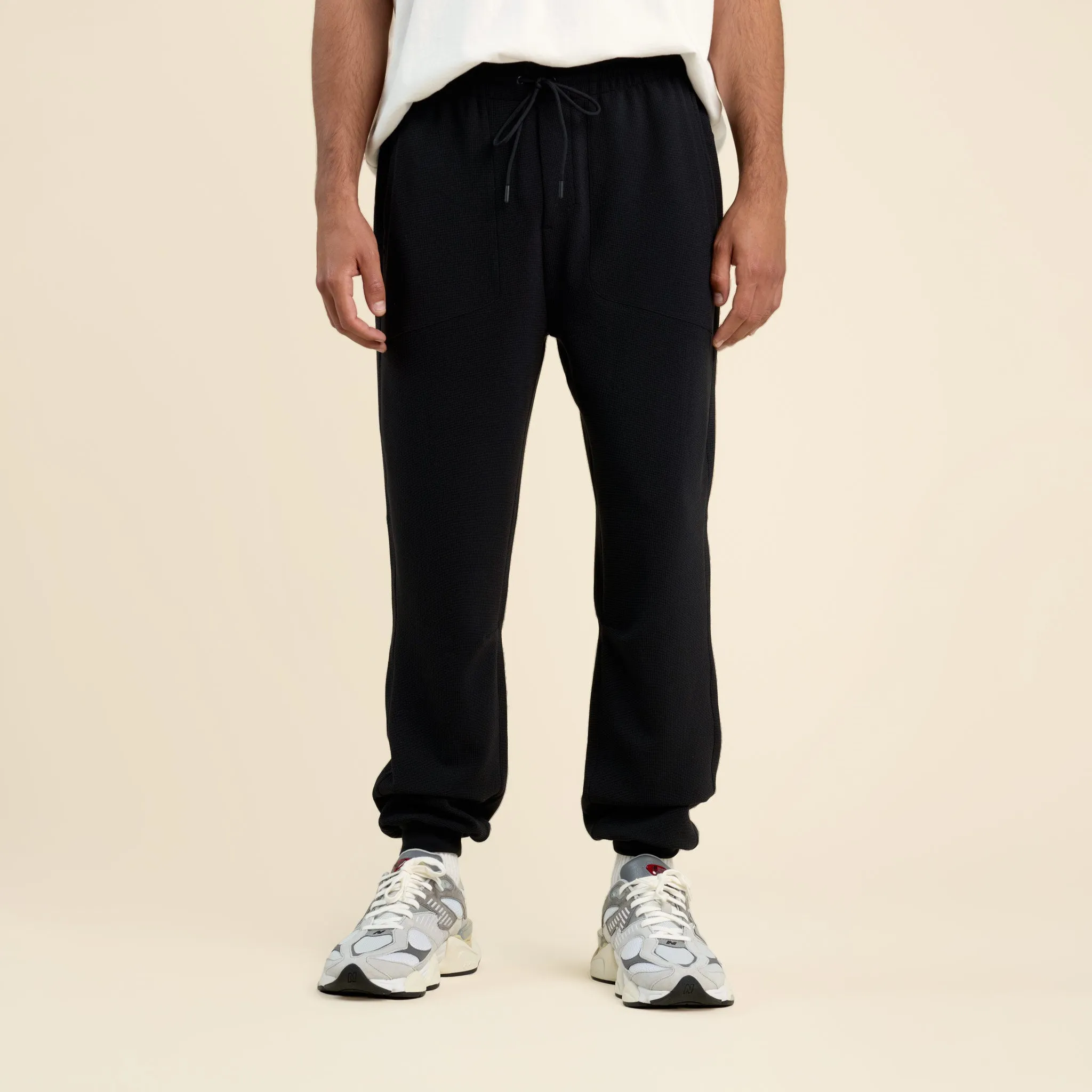 Men's Performance Waffle Jogger | Black sold by nuuds