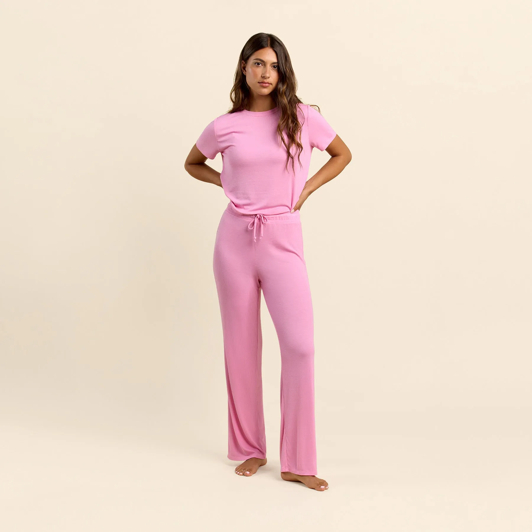 Ribbed Pajama Set | Bubblegum Pink sold by nuuds