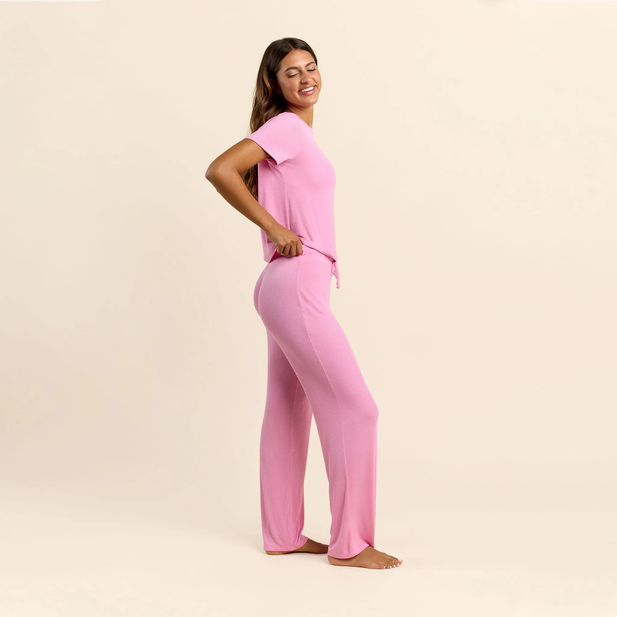 Ribbed Pajama Set | Bubblegum Pink sold by nuuds product image thumbnail 3