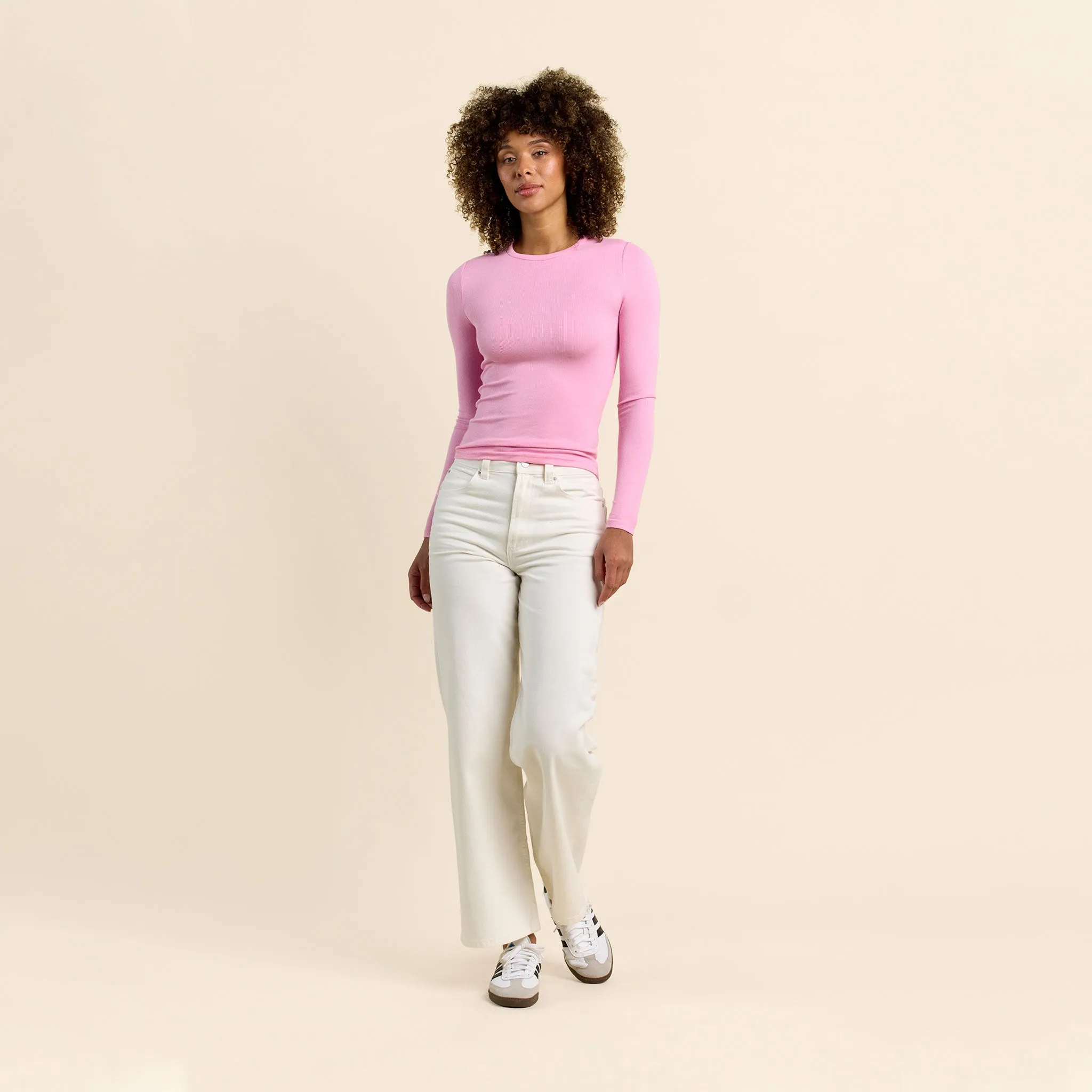 Slinky Rib Long Sleeve Shirt | Bubblegum Pink sold by nuuds product image thumbnail 2