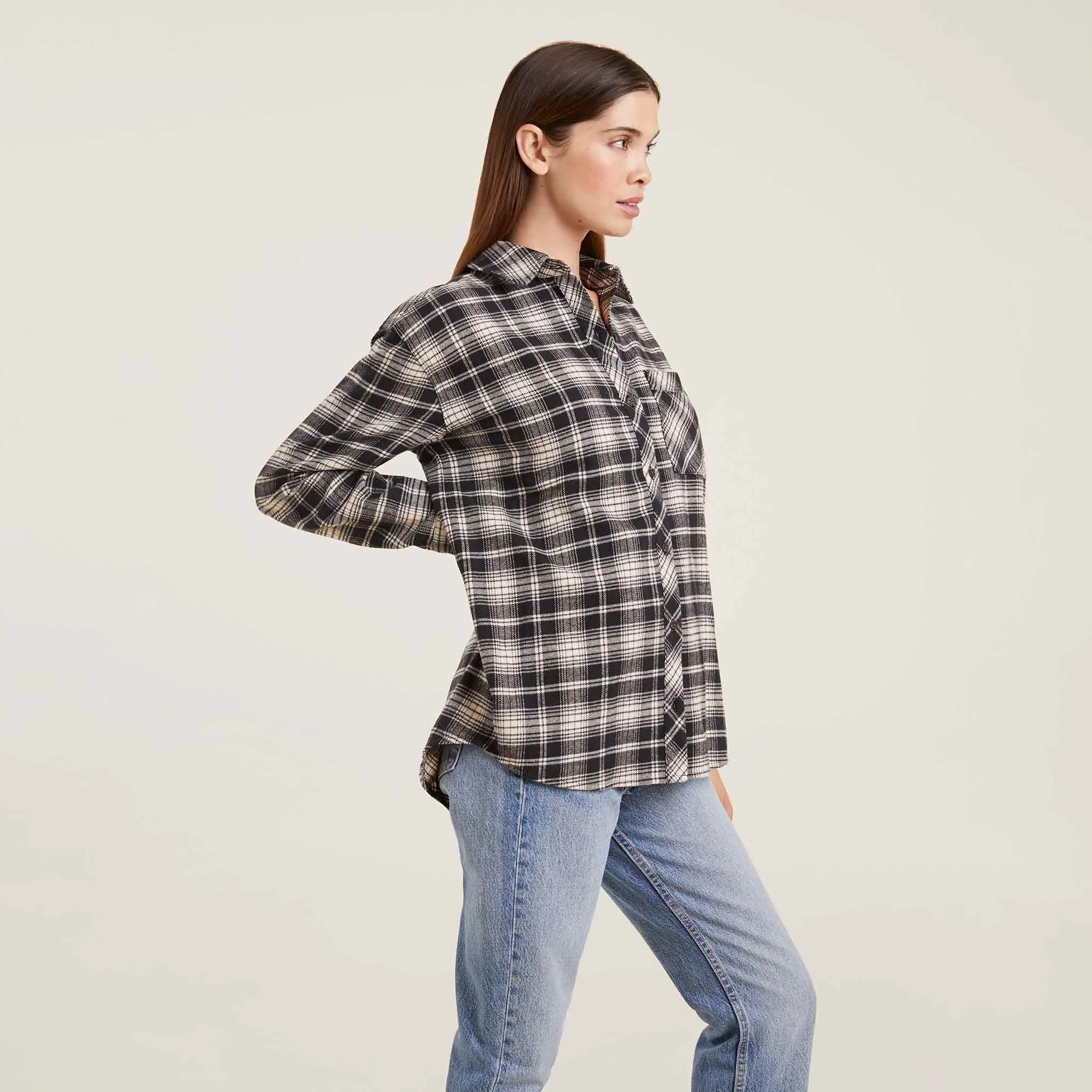 Boyfriend Flannel | Black/Bone sold by nuuds product image thumbnail 3