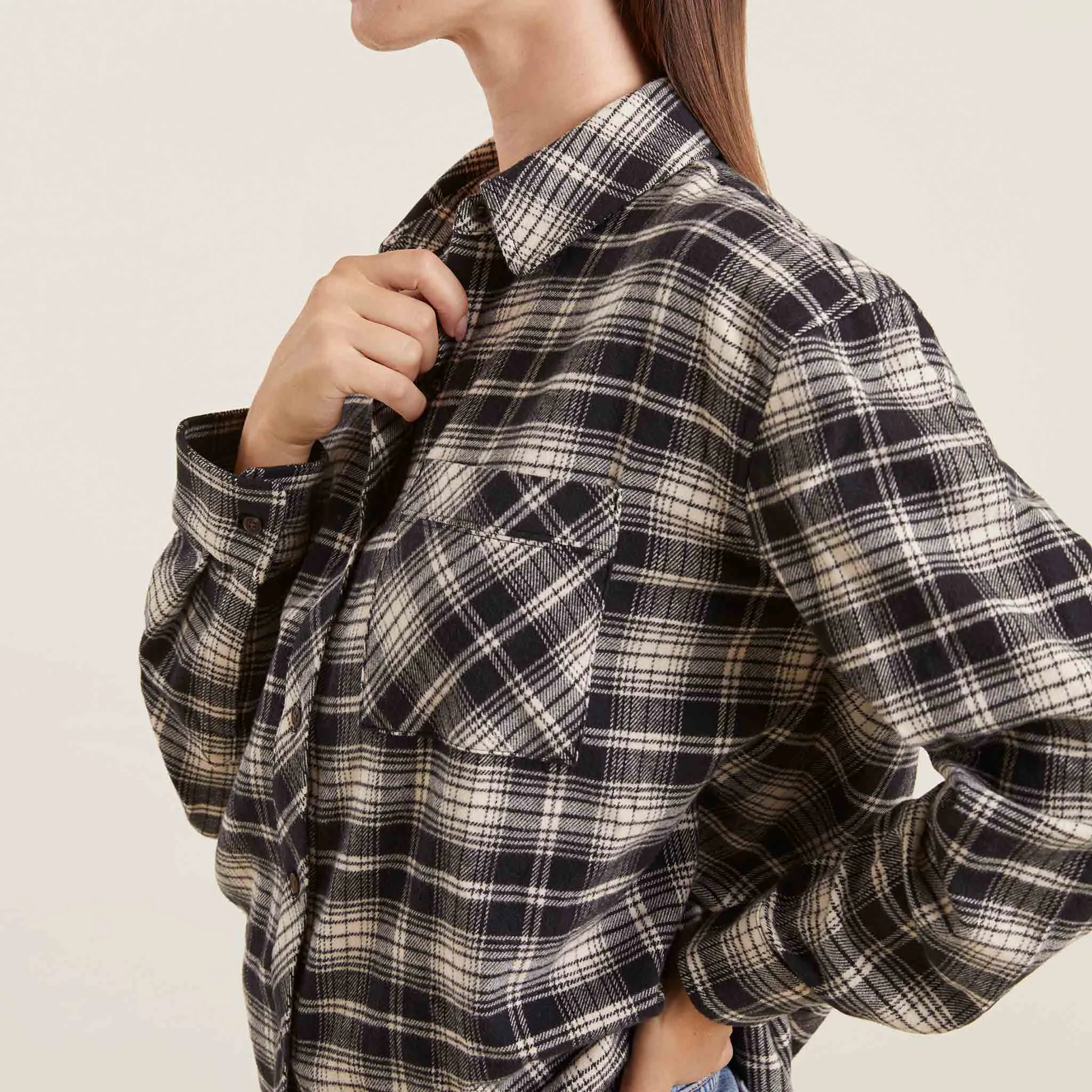 Boyfriend Flannel | Black/Bone sold by nuuds product image thumbnail 5