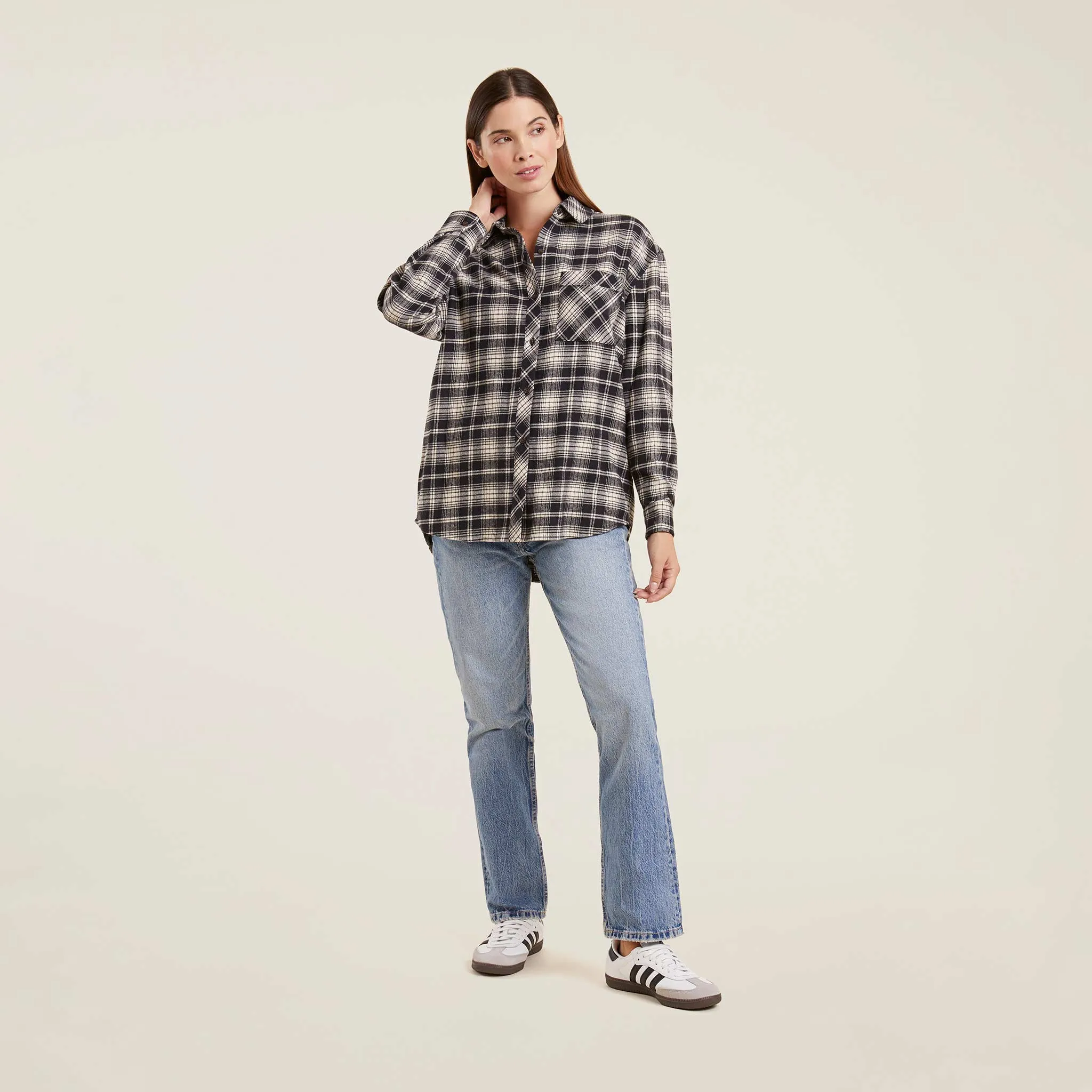 Boyfriend Flannel | Black/Bone sold by nuuds product image thumbnail 2