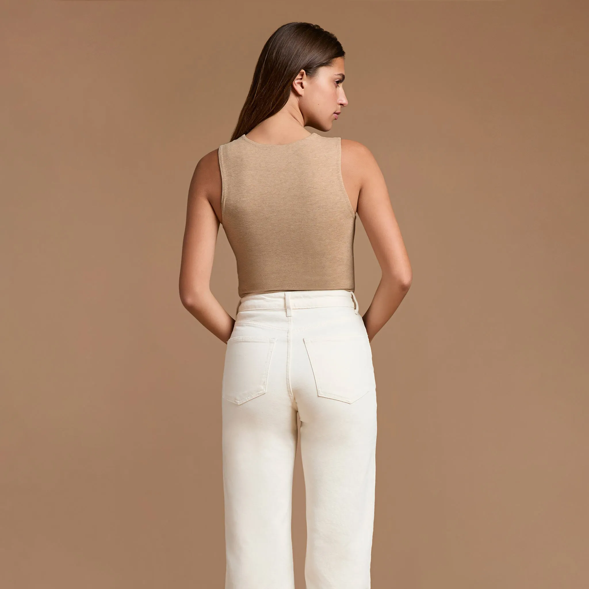 Cotton Stretch Classic Crewneck Tank Bodysuit | Heather Cinnamon sold by nuuds product image thumbnail 4