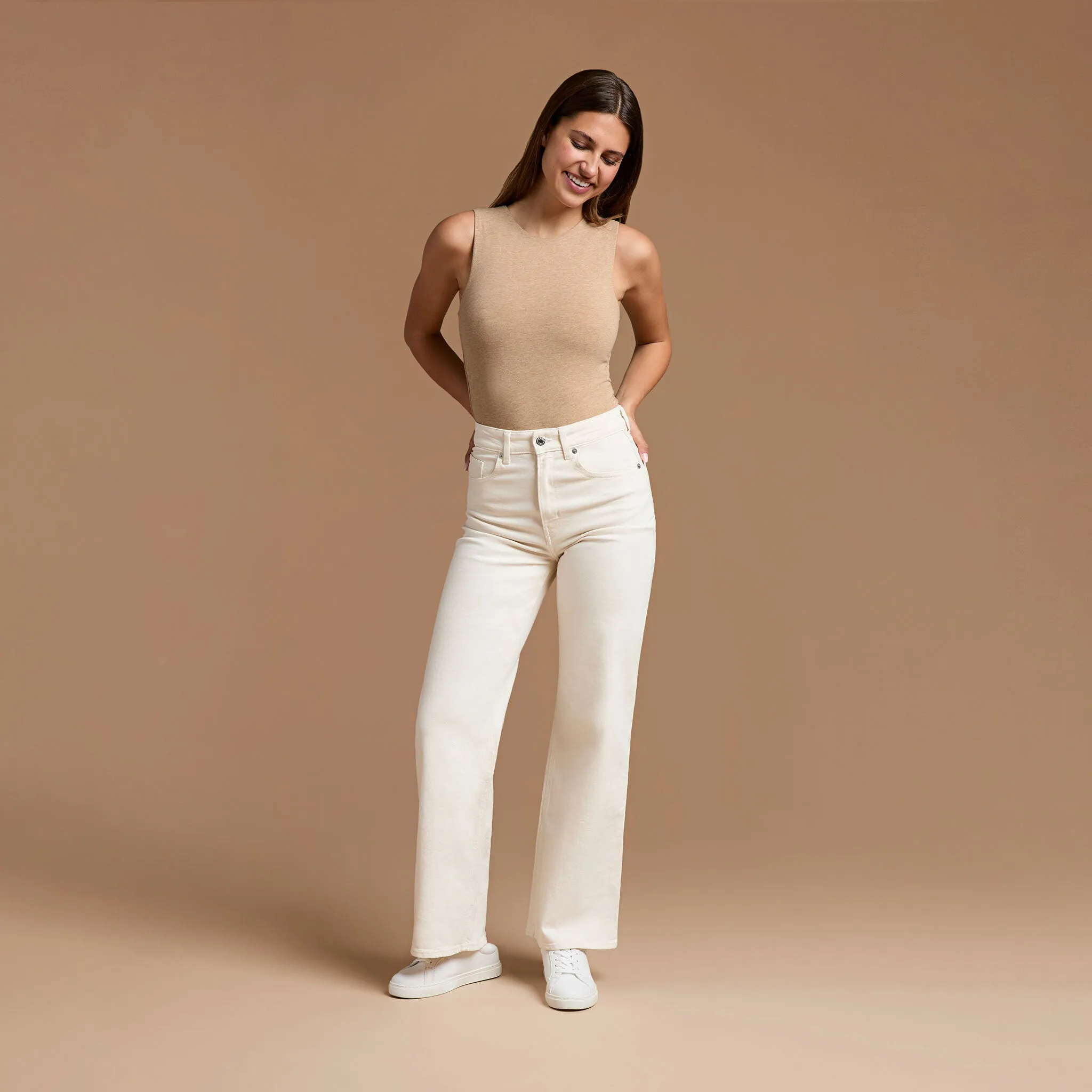 Cotton Stretch Classic Crewneck Tank Bodysuit | Heather Cinnamon sold by nuuds product image thumbnail 2