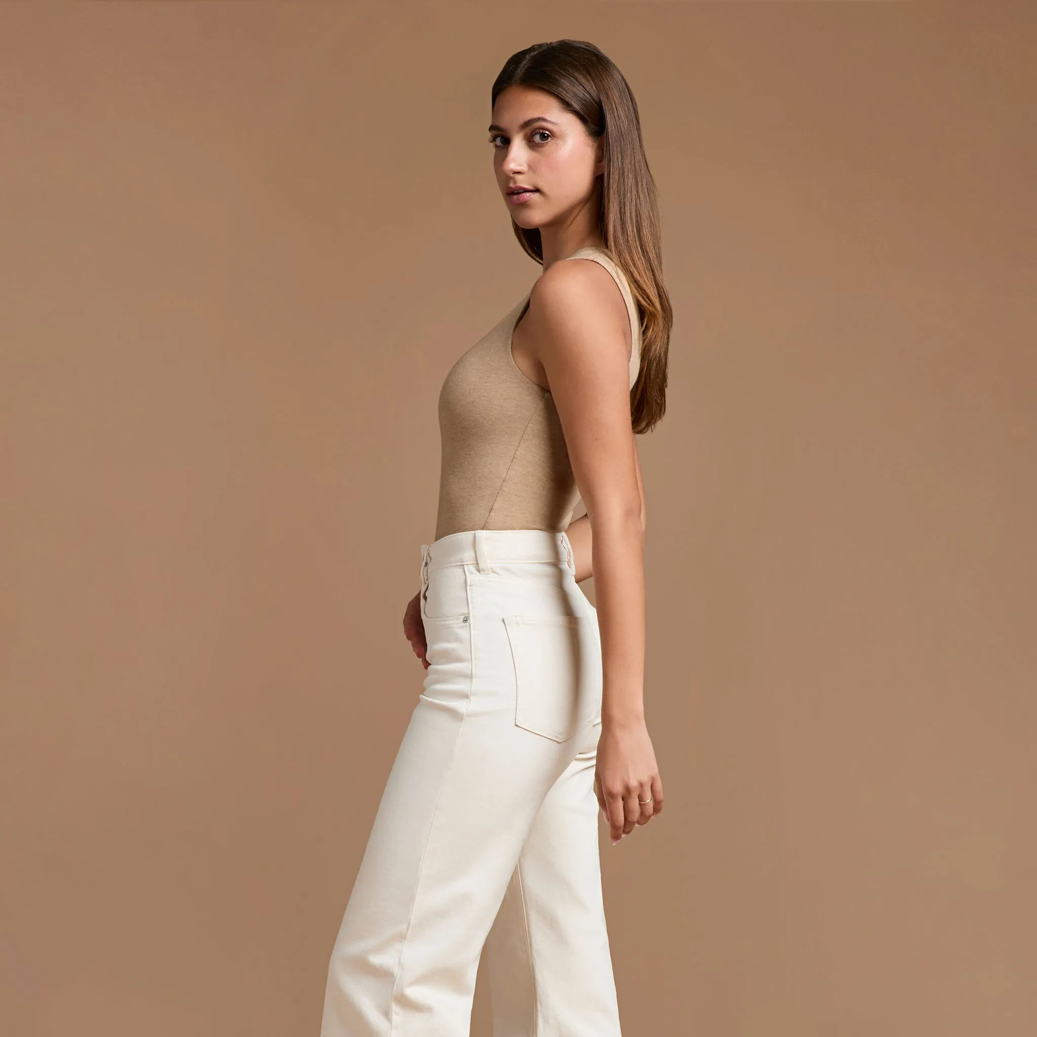 Cotton Stretch Classic Crewneck Tank Bodysuit | Heather Cinnamon sold by nuuds product image thumbnail 3