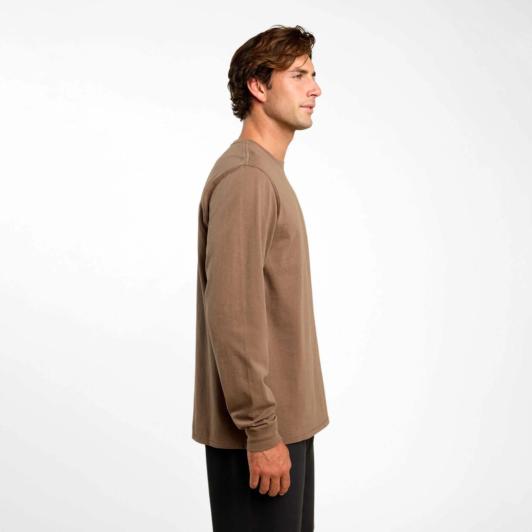 Vintage Cotton Men's Long Sleeve Everyday T-Shirt | Mocha sold by nuuds product image thumbnail 3