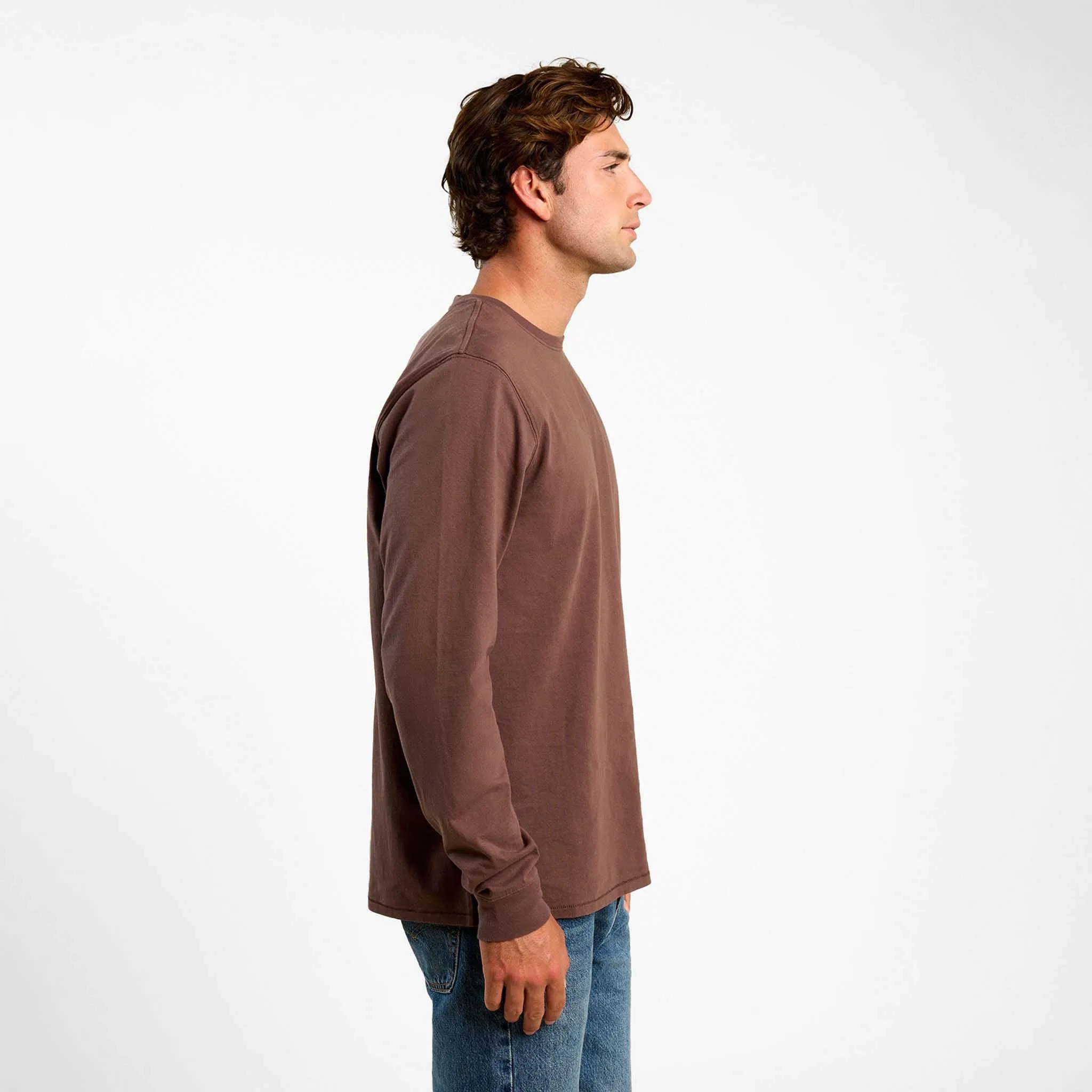 Vintage Cotton Men's Long Sleeve Everyday T-Shirt | Coffee sold by nuuds product image thumbnail 3