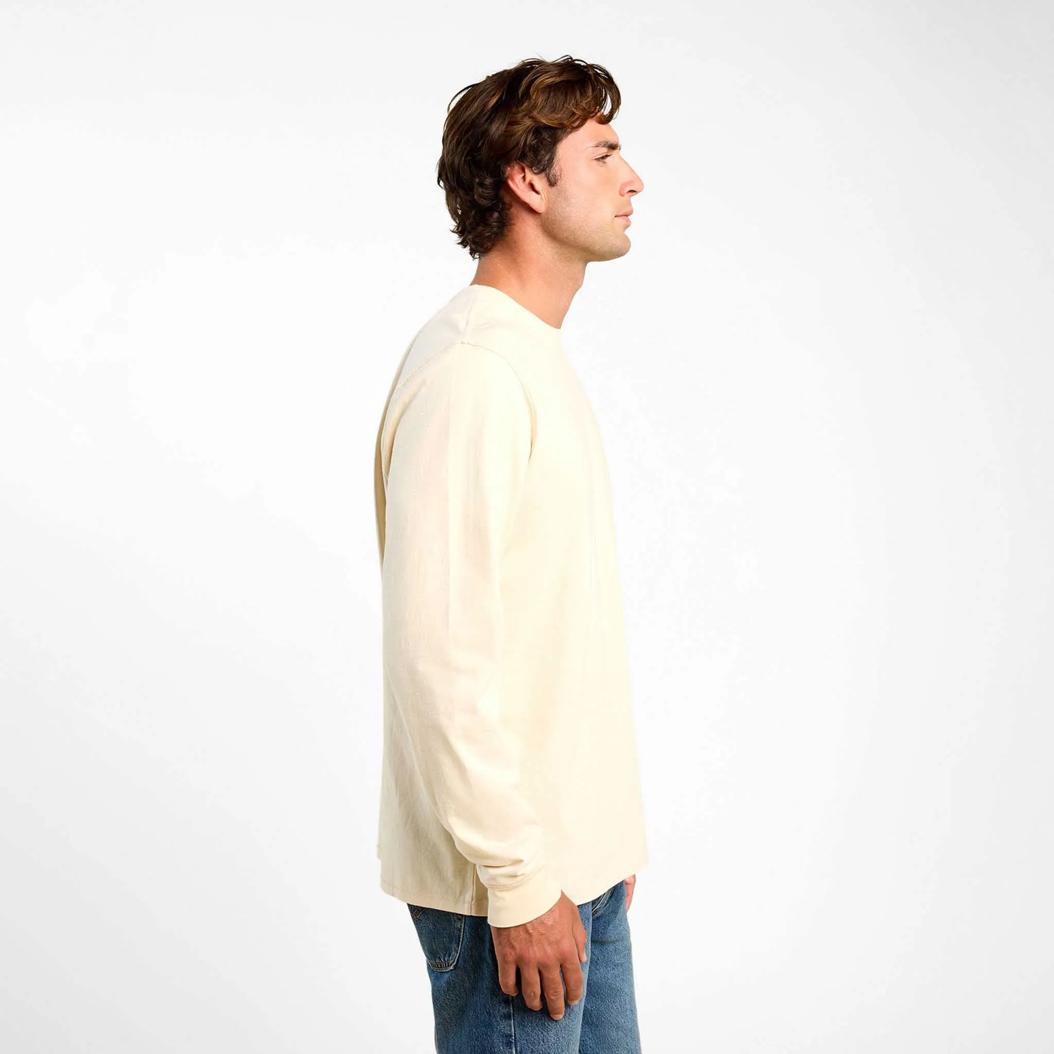 Vintage Cotton Men's Long Sleeve Everyday T-Shirt | Bone sold by nuuds product image thumbnail 3