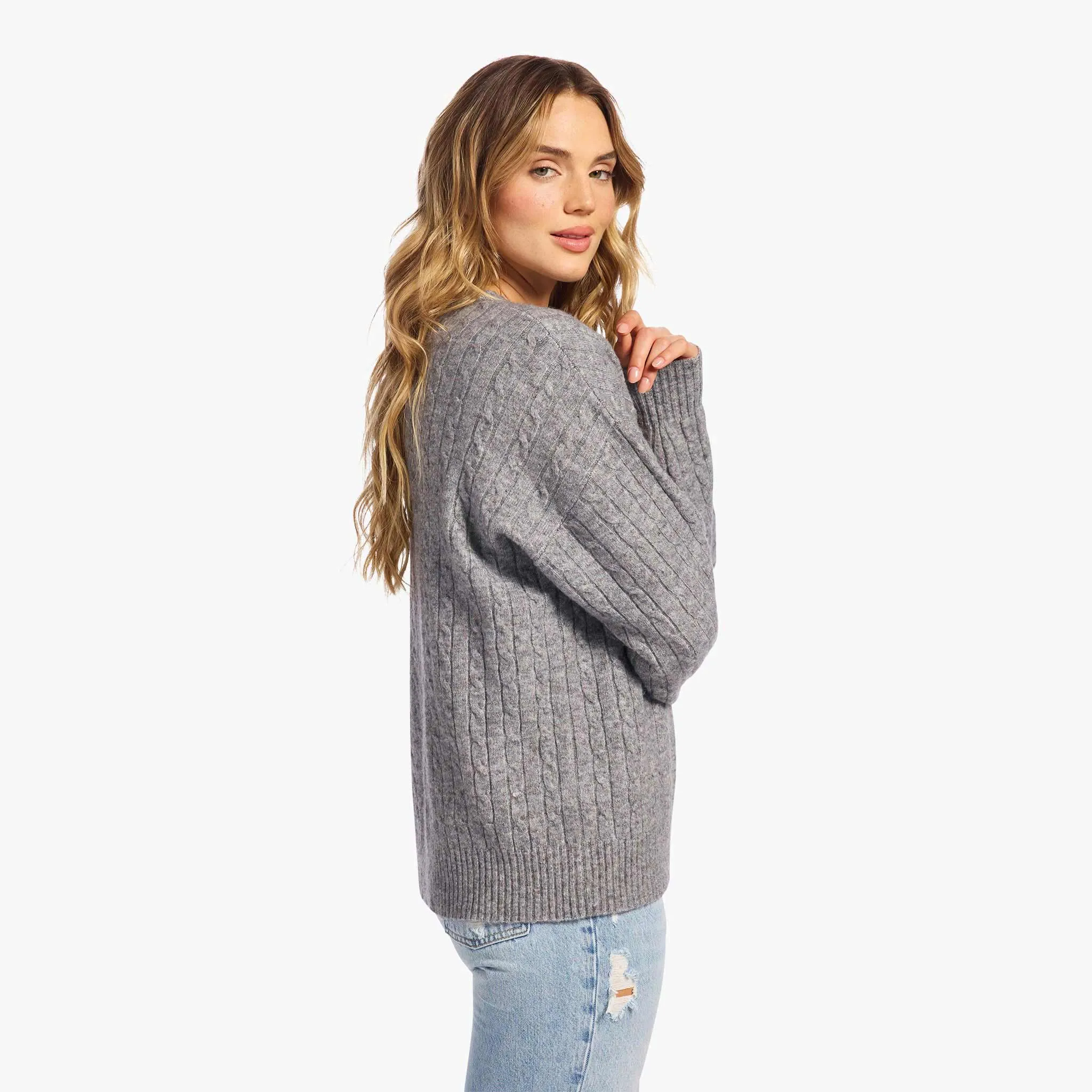 Cozy Knit Cable Crewneck Sweater | Charcoal sold by nuuds product image thumbnail 3