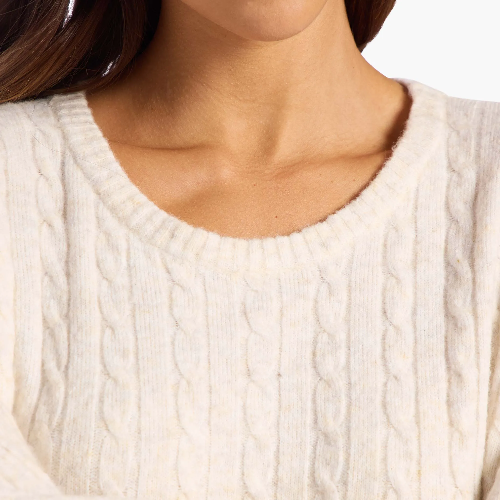 Cozy Knit Cable Crewneck Sweater | Heather Bone sold by nuuds product image thumbnail 5