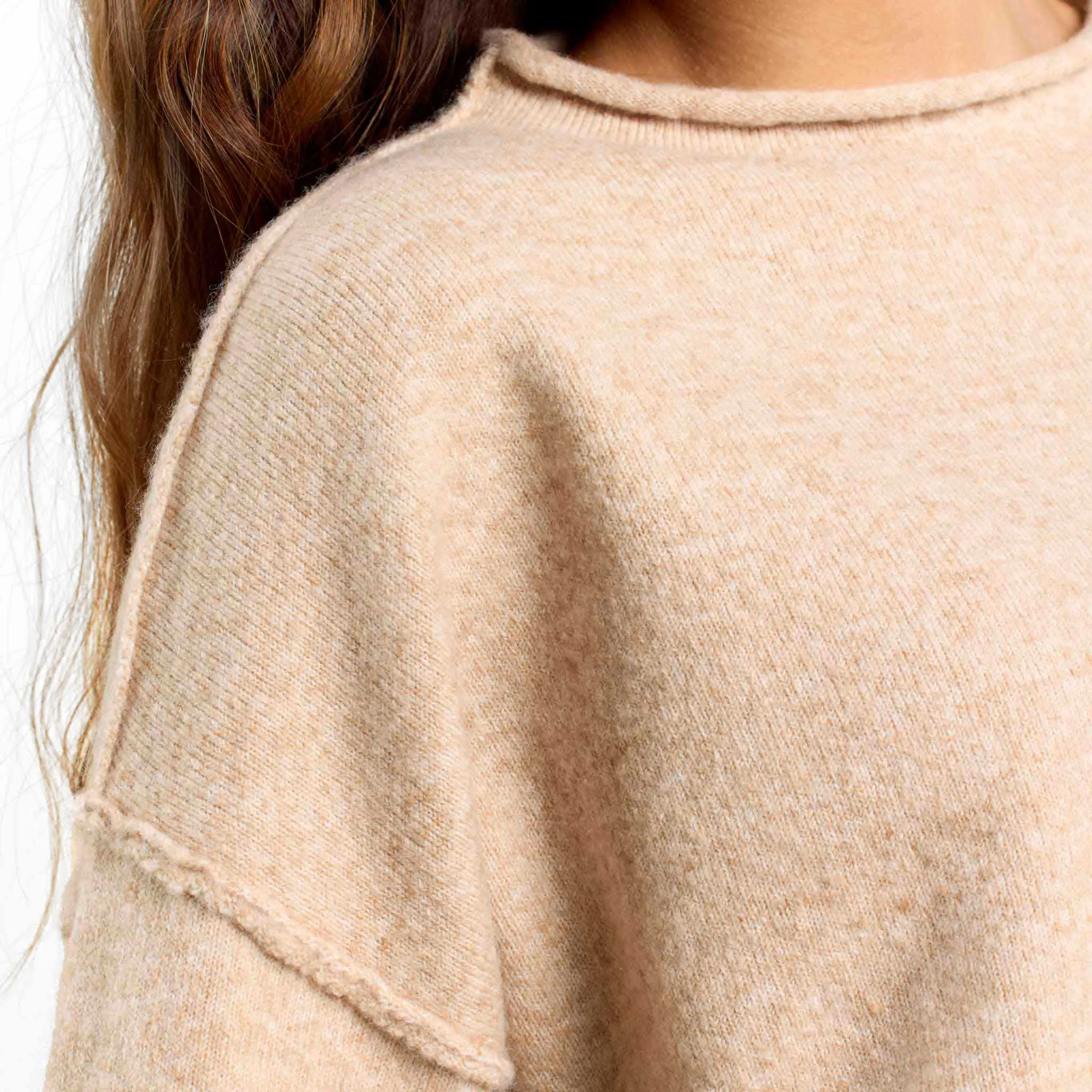 Cozy Knit Mock Neck Sweater | Heather Oat sold by nuuds product image thumbnail 5