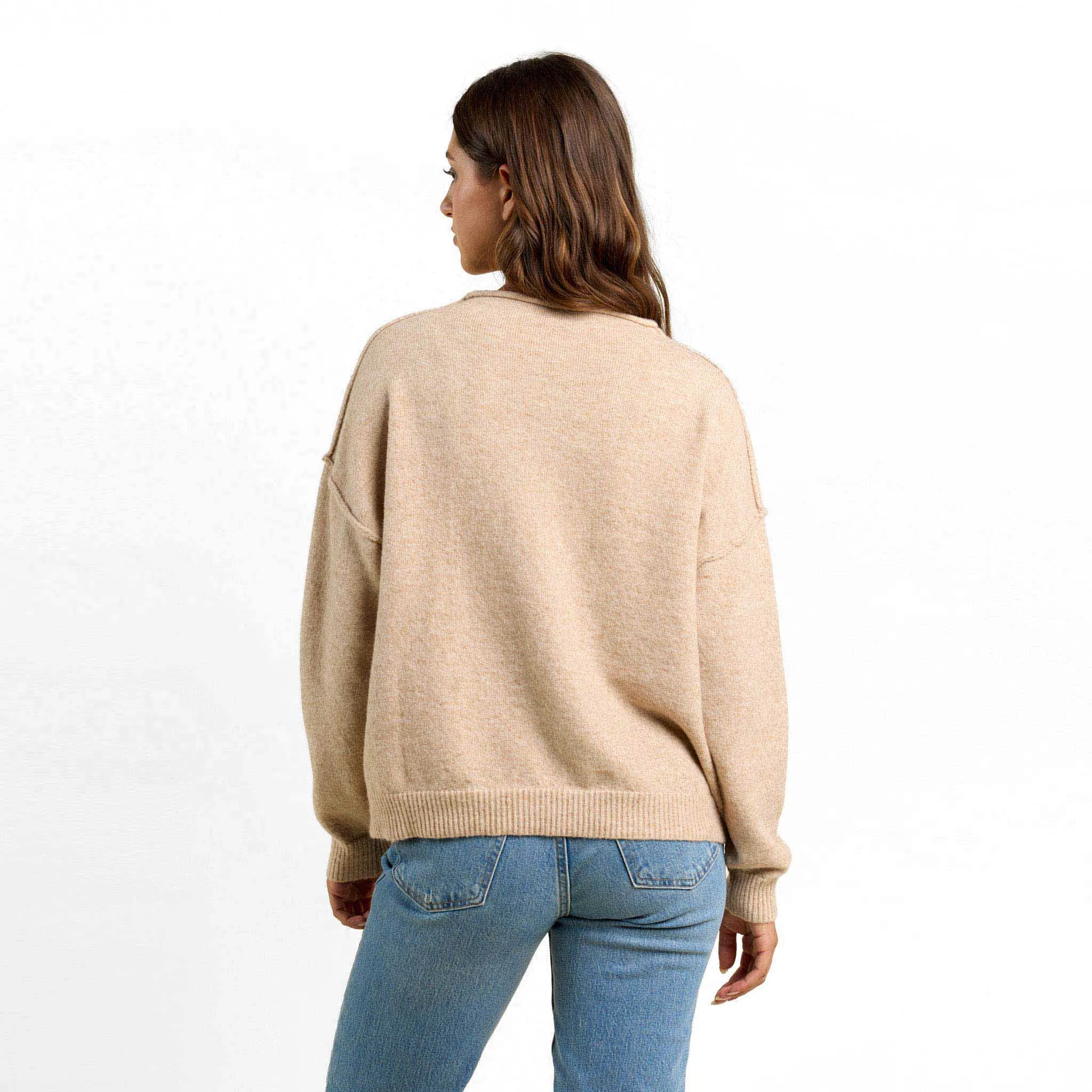 Cozy Knit Mock Neck Sweater | Heather Oat sold by nuuds product image thumbnail 4