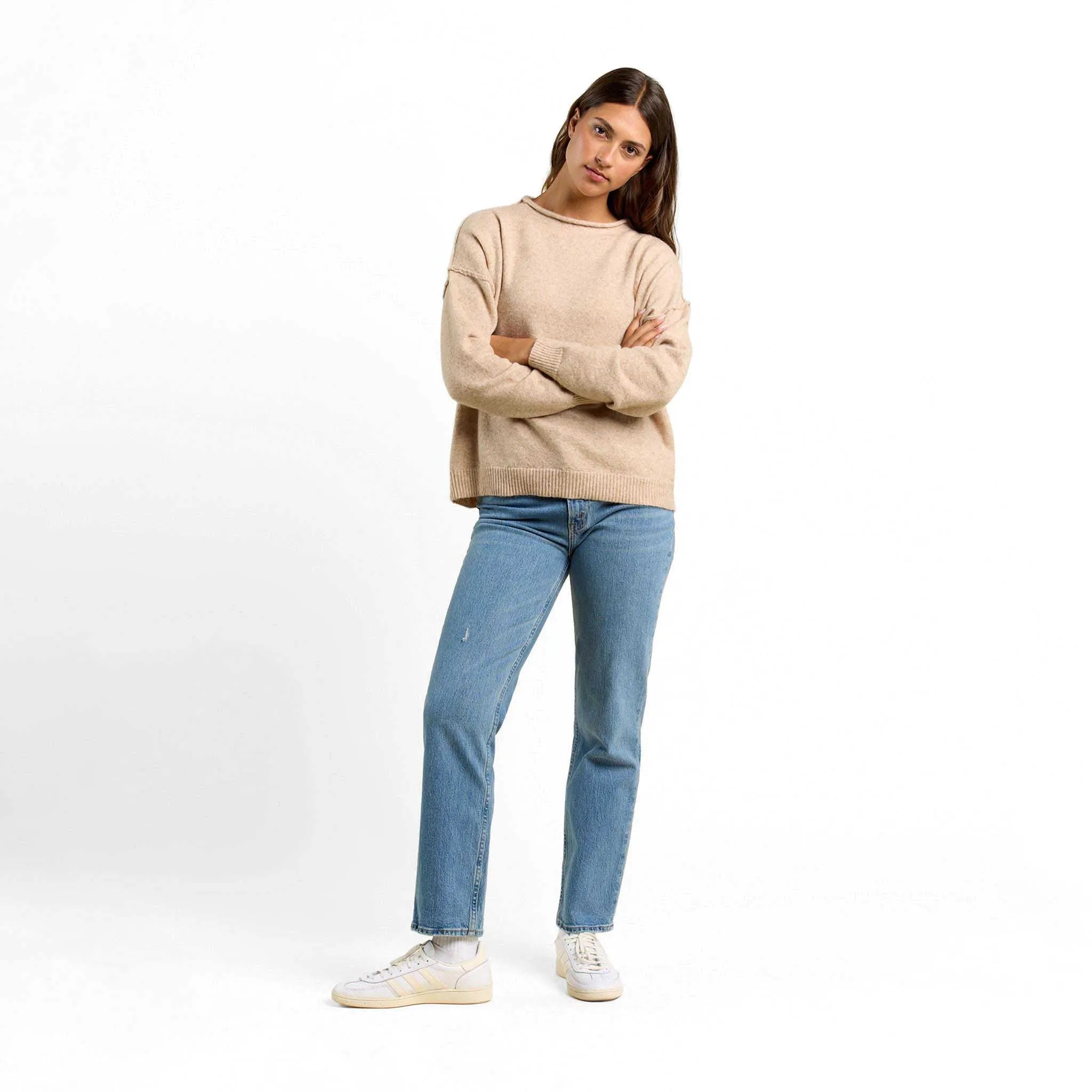 Cozy Knit Mock Neck Sweater | Heather Oat sold by nuuds product image thumbnail 2
