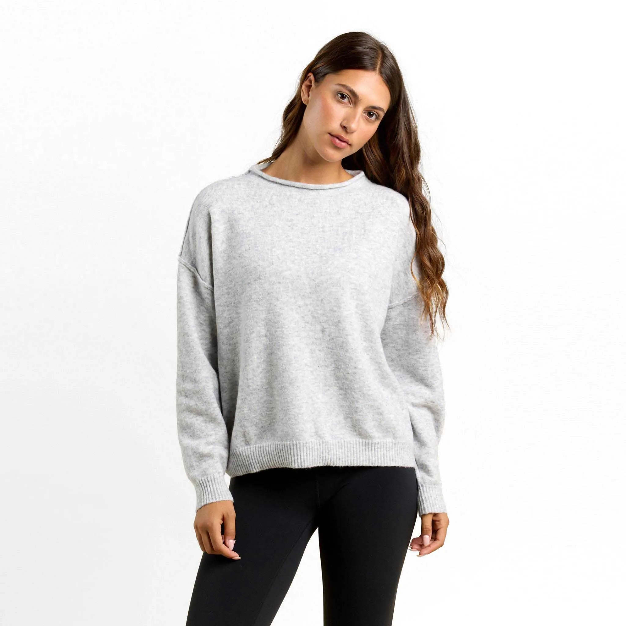 Cozy Knit Mock Neck Sweater | Heather Grey sold by nuuds