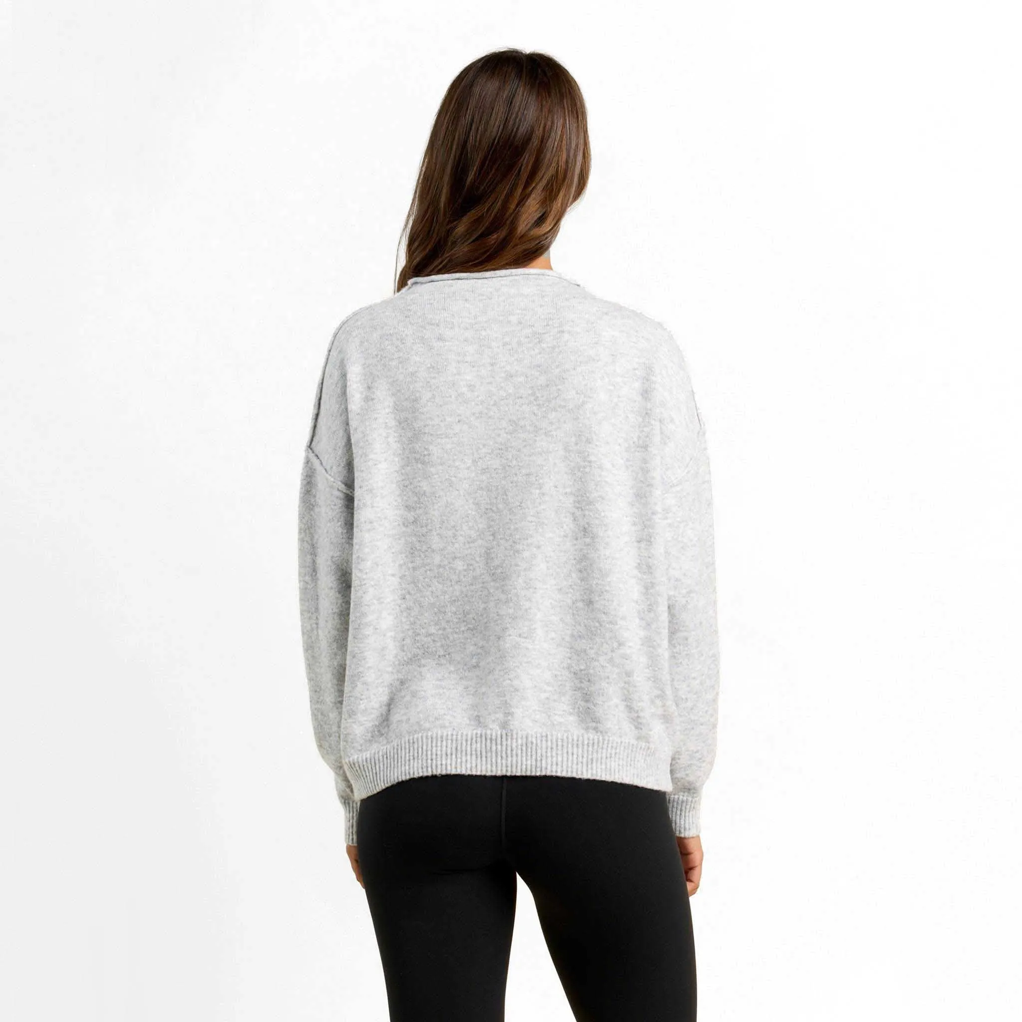 Cozy Knit Mock Neck Sweater | Heather Grey sold by nuuds product image thumbnail 4