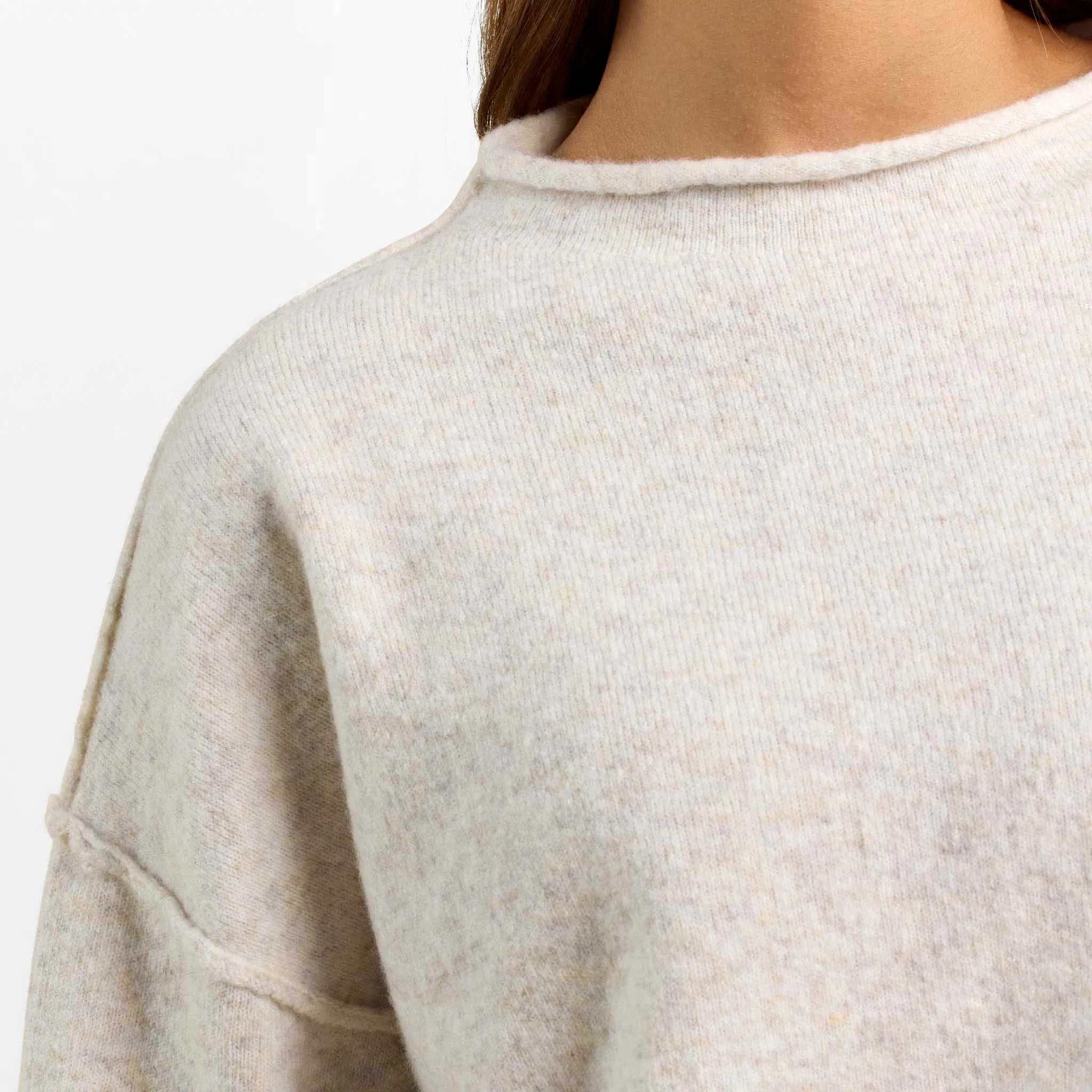 Cozy Knit Mock Neck Sweater | Heather Bone sold by nuuds product image thumbnail 5