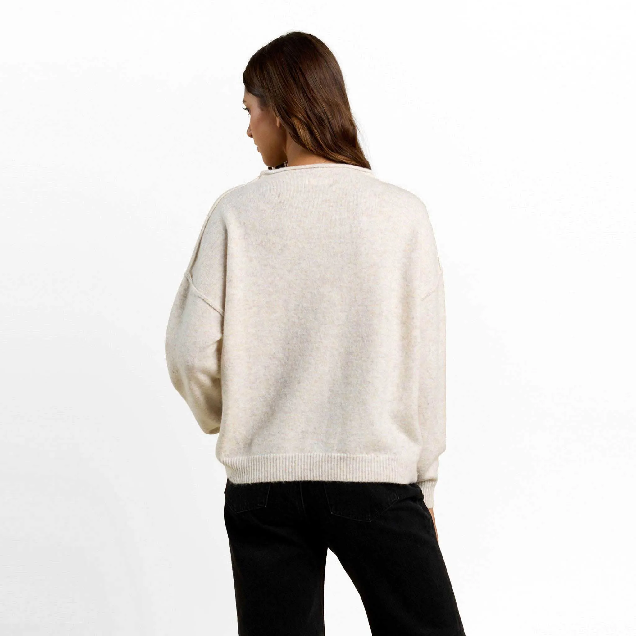 Cozy Knit Mock Neck Sweater | Heather Bone sold by nuuds product image thumbnail 4