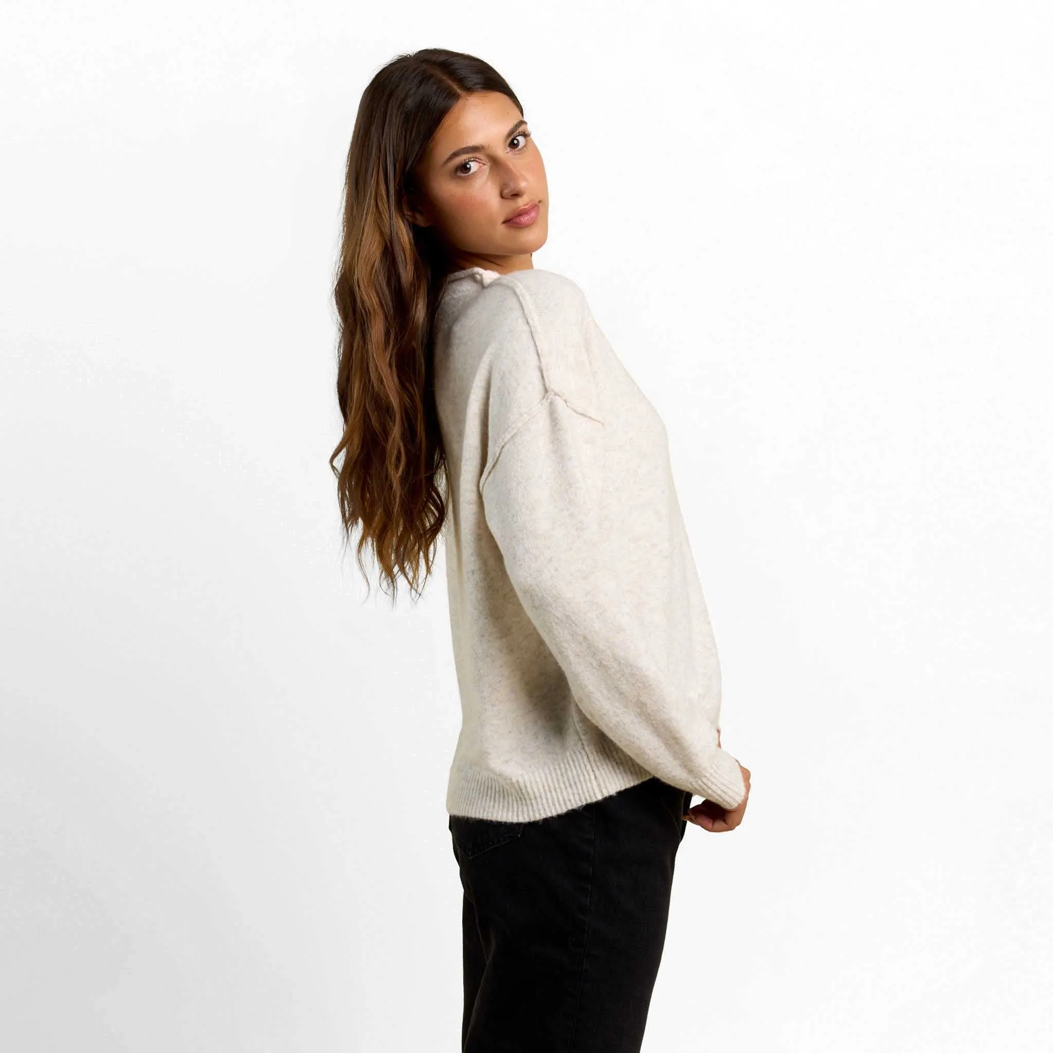 Cozy Knit Mock Neck Sweater | Heather Bone sold by nuuds product image thumbnail 3