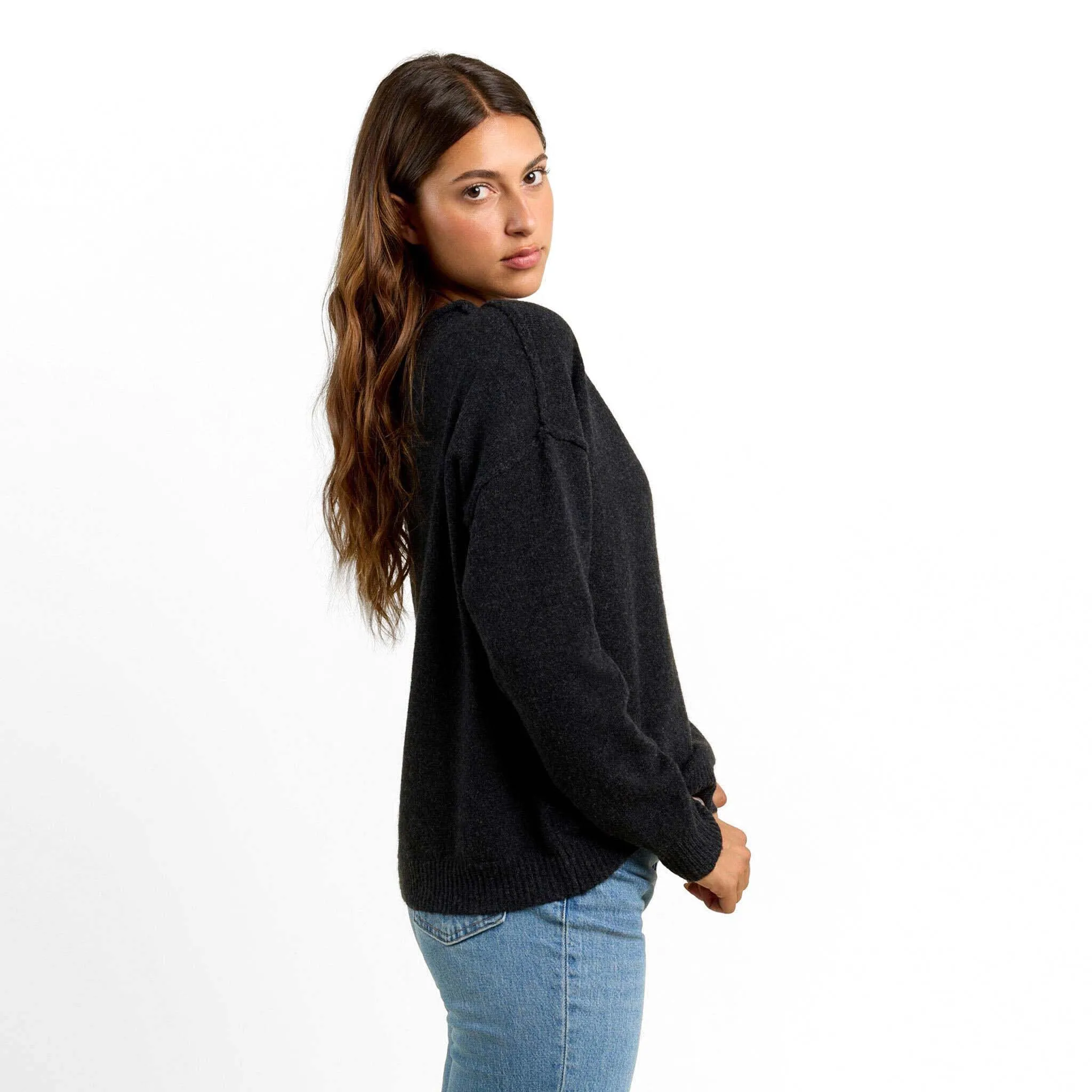 Cozy Knit Mock Neck Sweater | Black sold by nuuds product image thumbnail 3