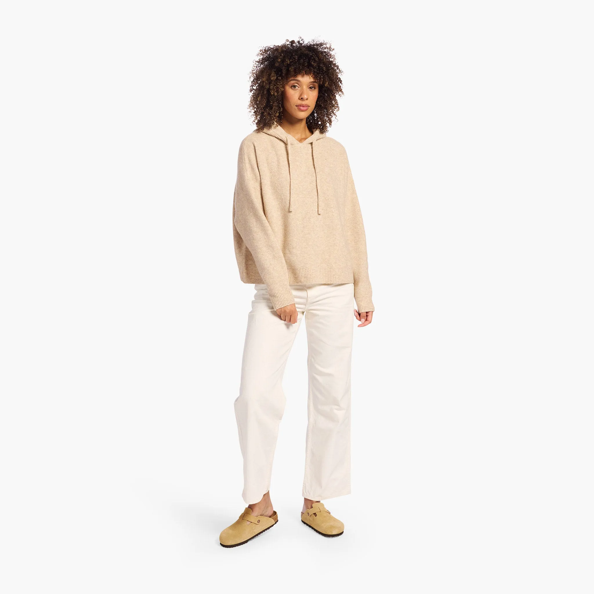 Cozy Knit Ribbed Sweater Hoodie | Heather Oat sold by nuuds product image thumbnail 2