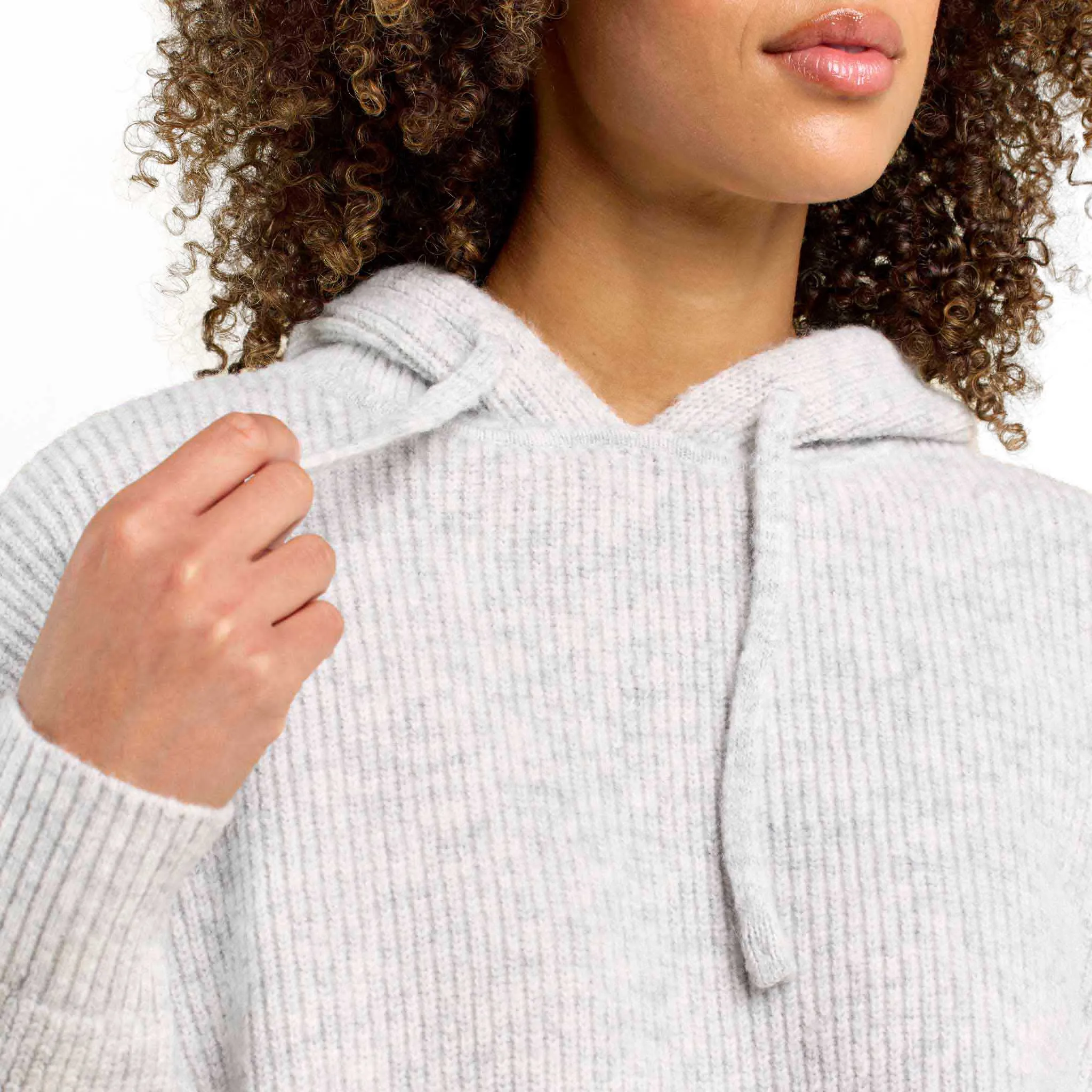 Cozy Knit Ribbed Sweater Hoodie | Heather Grey sold by nuuds product image thumbnail 5