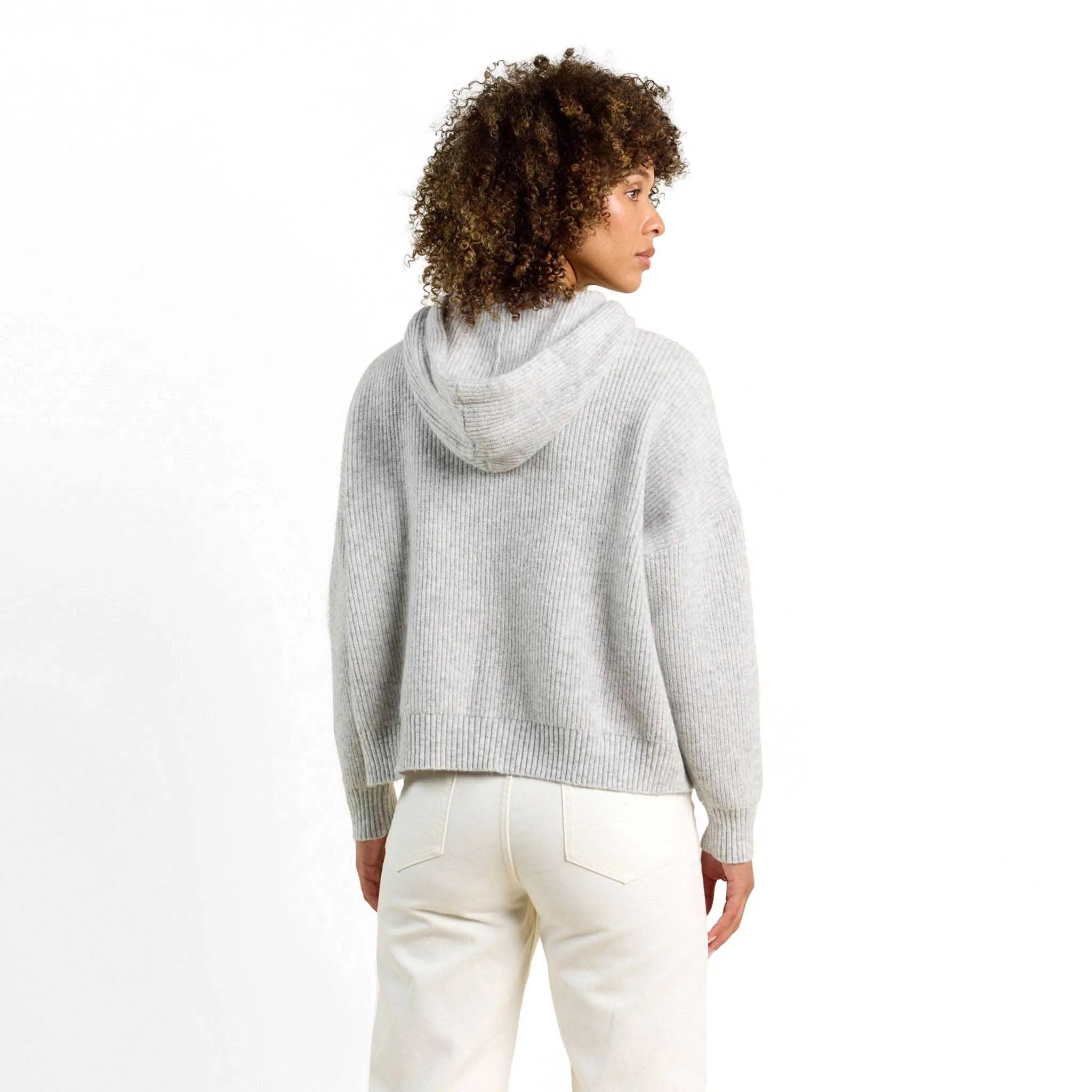 Cozy Knit Ribbed Sweater Hoodie | Heather Grey sold by nuuds product image thumbnail 4
