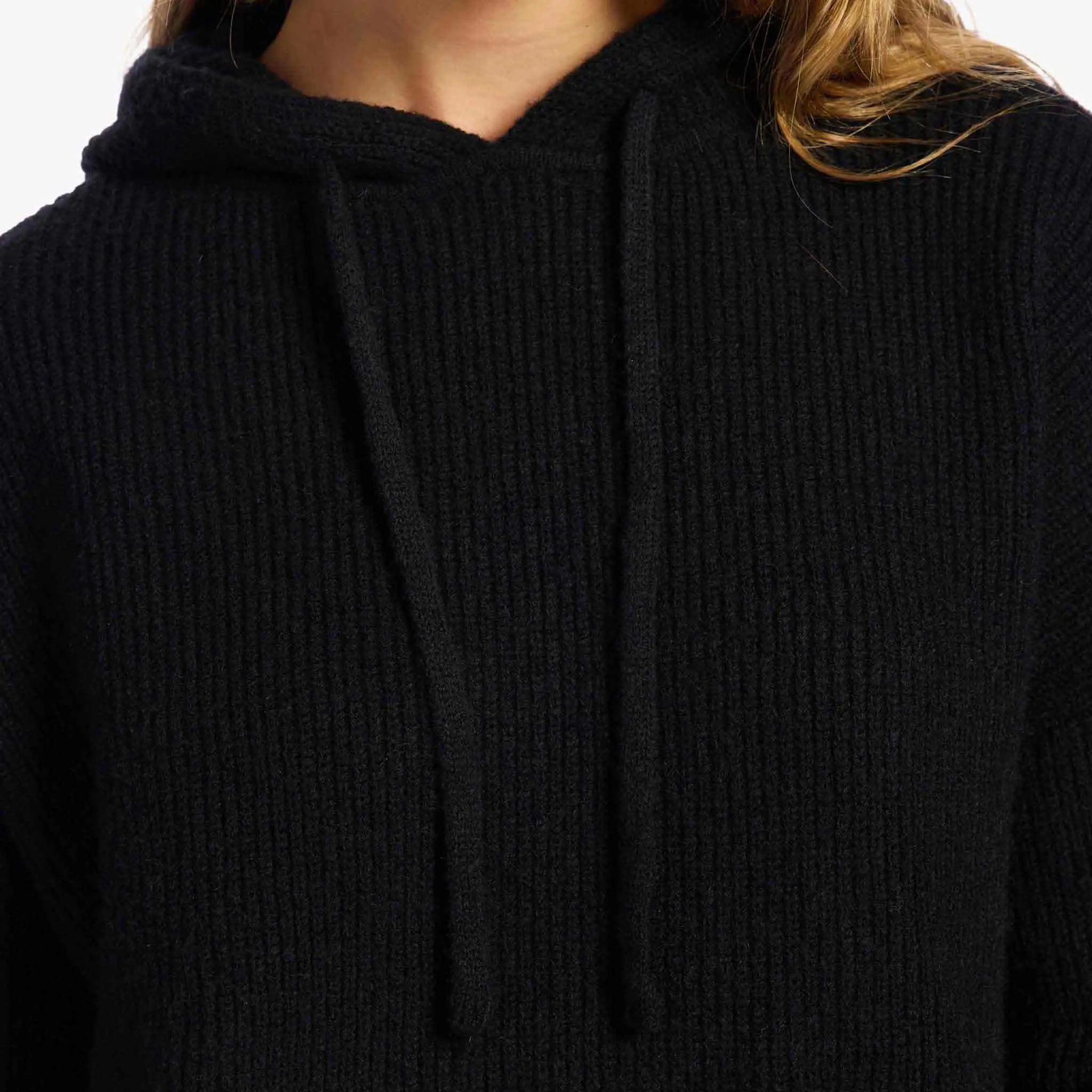 Cozy Knit Ribbed Sweater Hoodie | Black sold by nuuds product image thumbnail 5