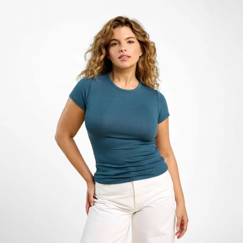 Slinky Rib Tee | Ocean sold by nuuds