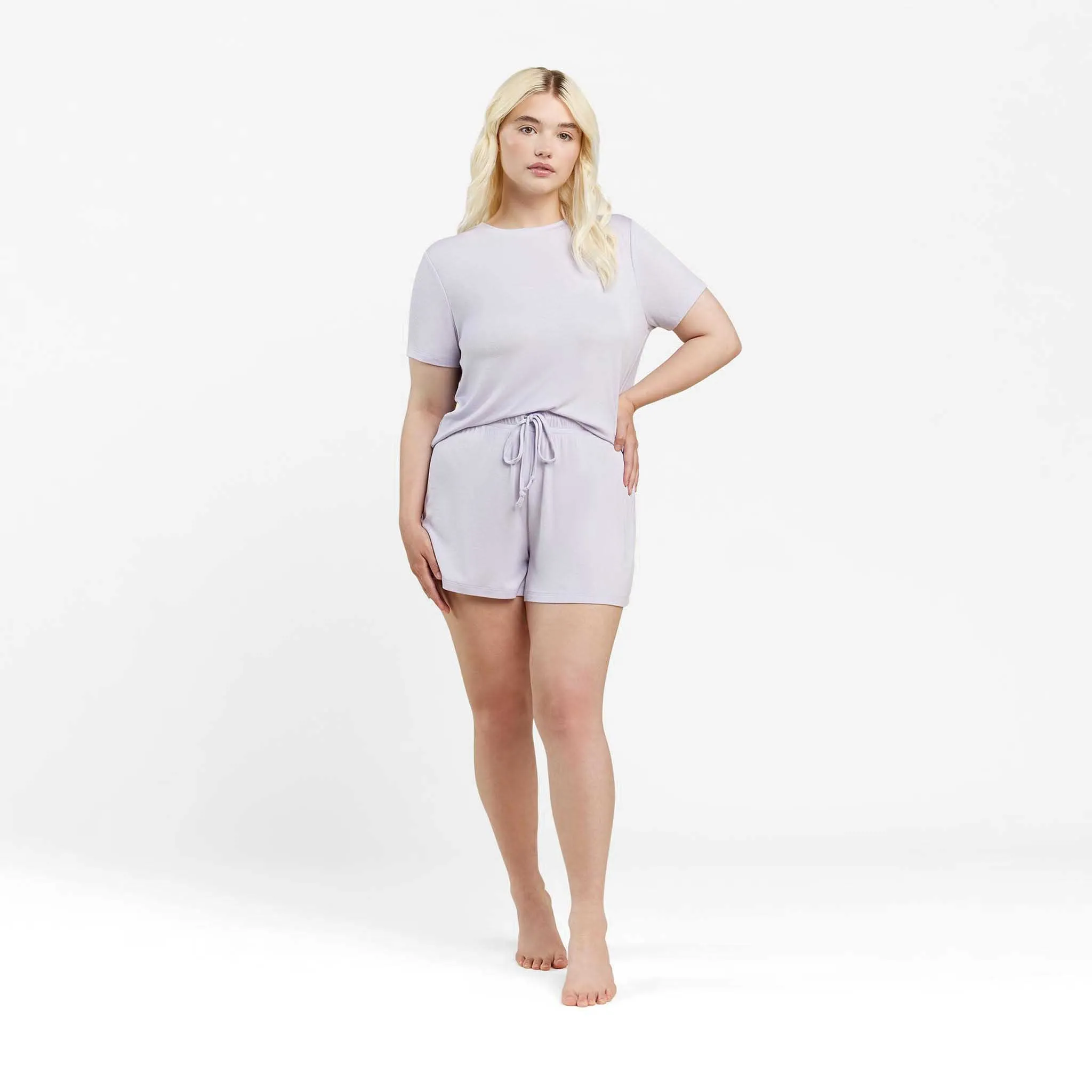 Ribbed Pajama Short Set | Lilac sold by nuuds product image thumbnail 2