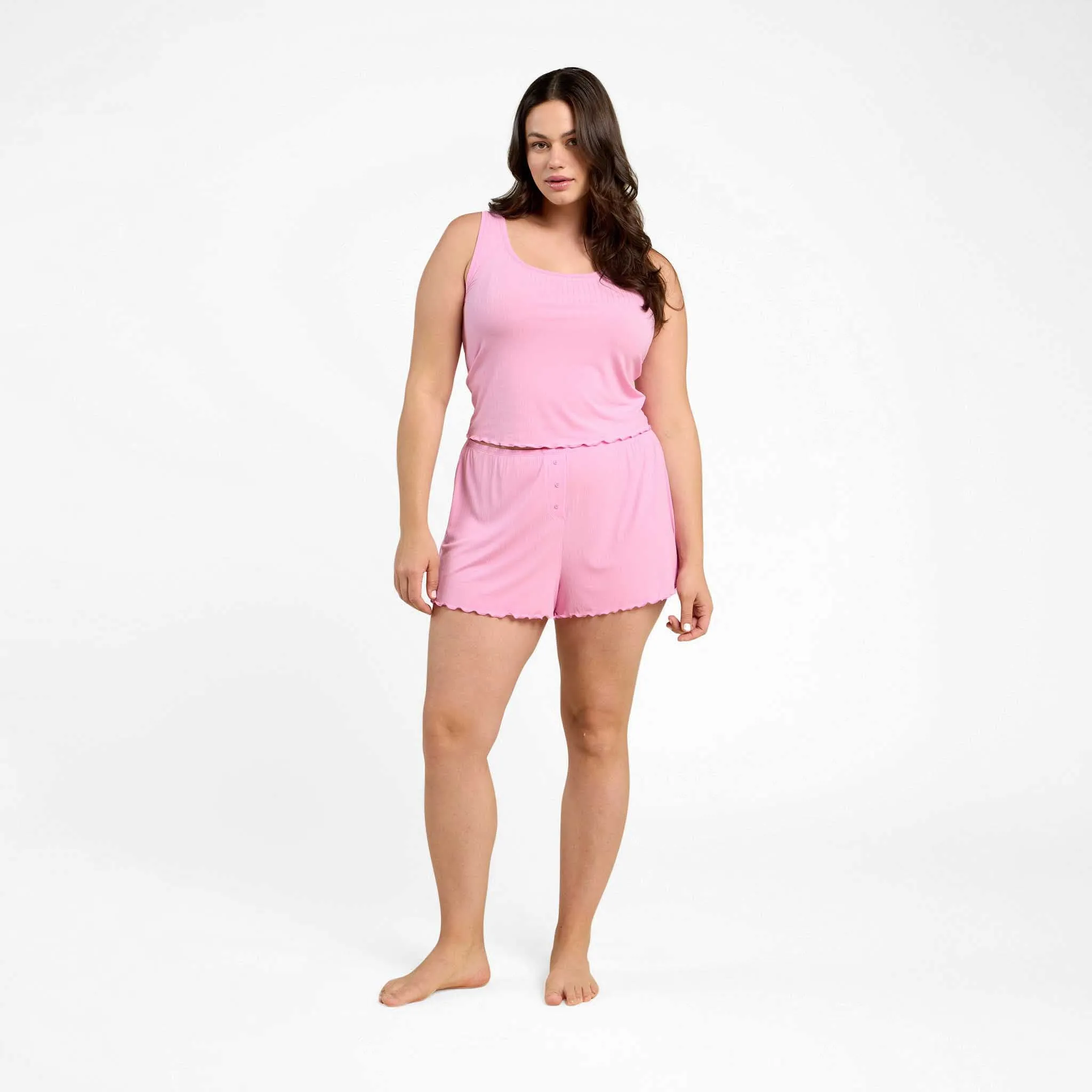 Mini Rib Cheeky Short | Bubblegum Pink sold by nuuds